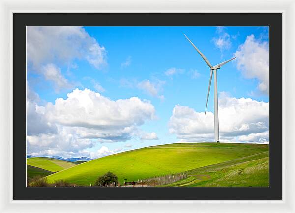 Clouds Over the Hills and Turbines 1 - Framed Print