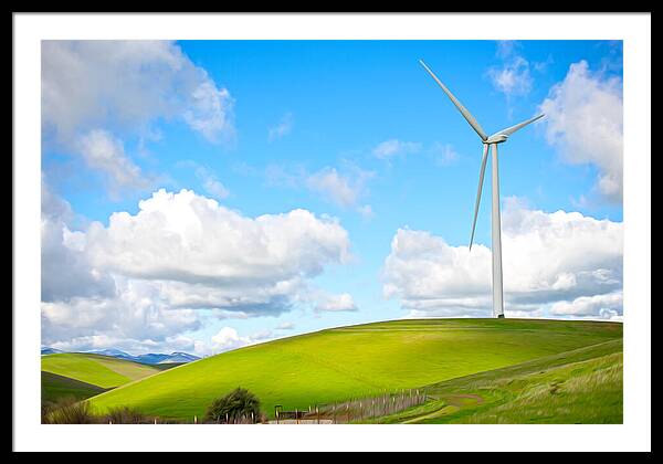 Clouds Over the Hills and Turbines 1 - Framed Print