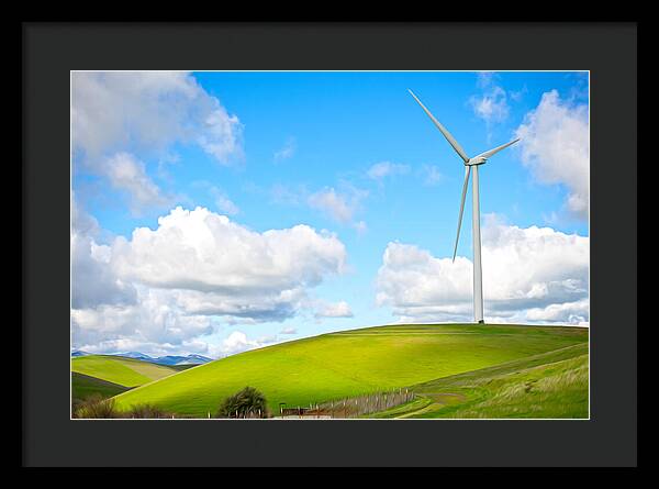 Clouds Over the Hills and Turbines 1 - Framed Print