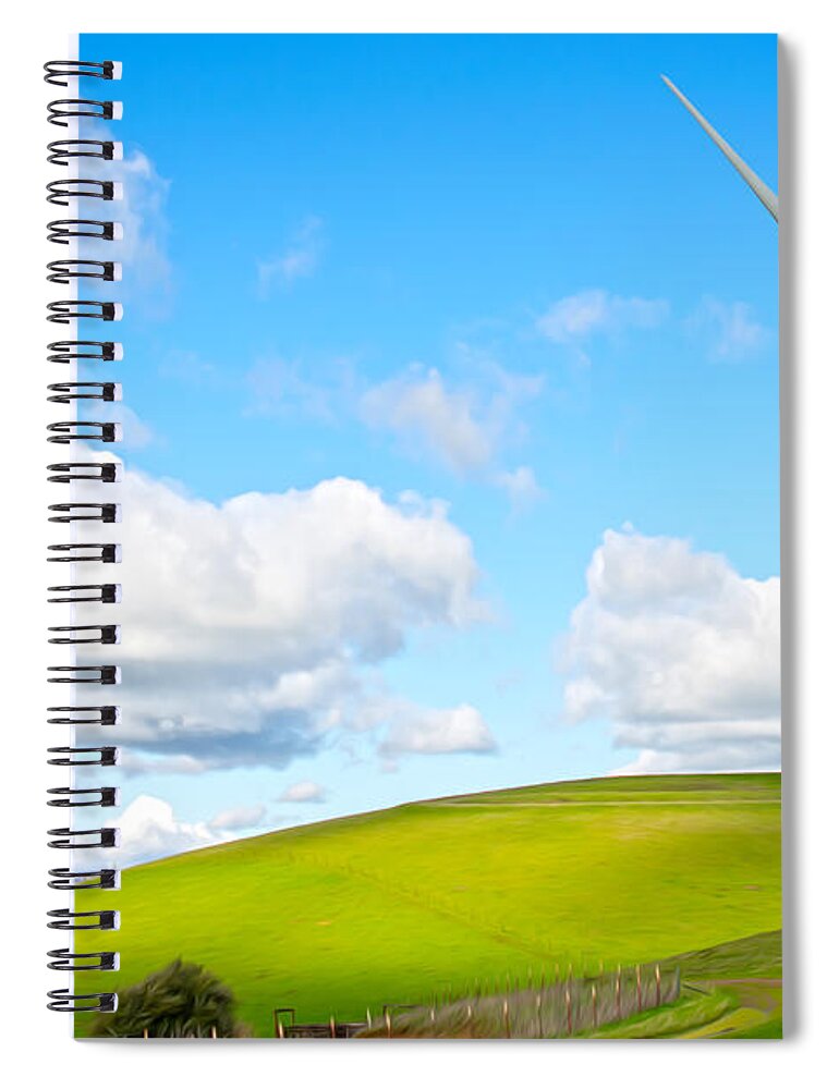 Clouds Over the Hills and Turbines 1 - Spiral Notebook