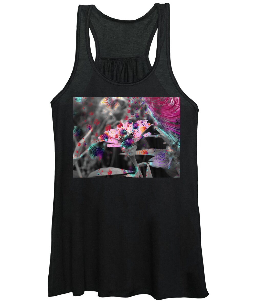 Colorful Spirals and Pink Flower 2 - Women's Tank Top