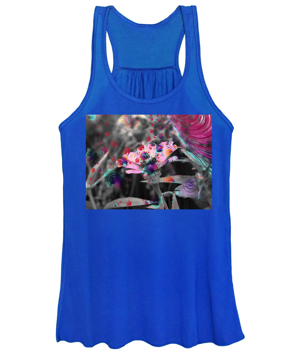 Colorful Spirals and Pink Flower 2 - Women's Tank Top