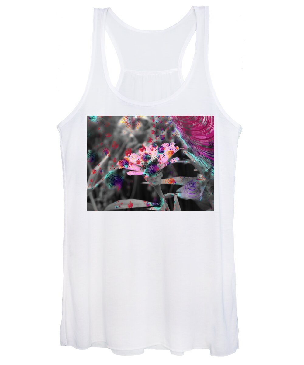 Colorful Spirals and Pink Flower 2 - Women's Tank Top