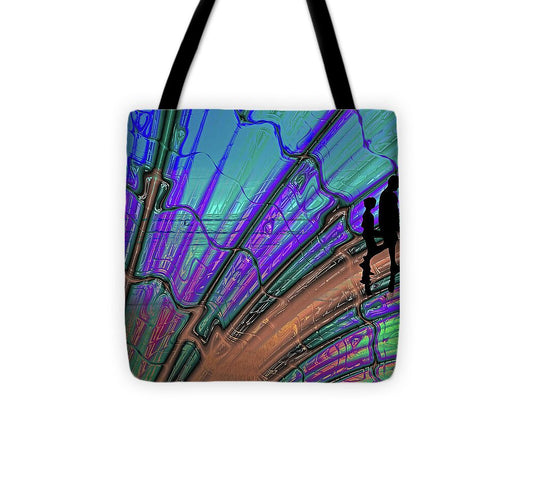 Father and Daughter Silhouette Fractals Design 1 - Tote Bag