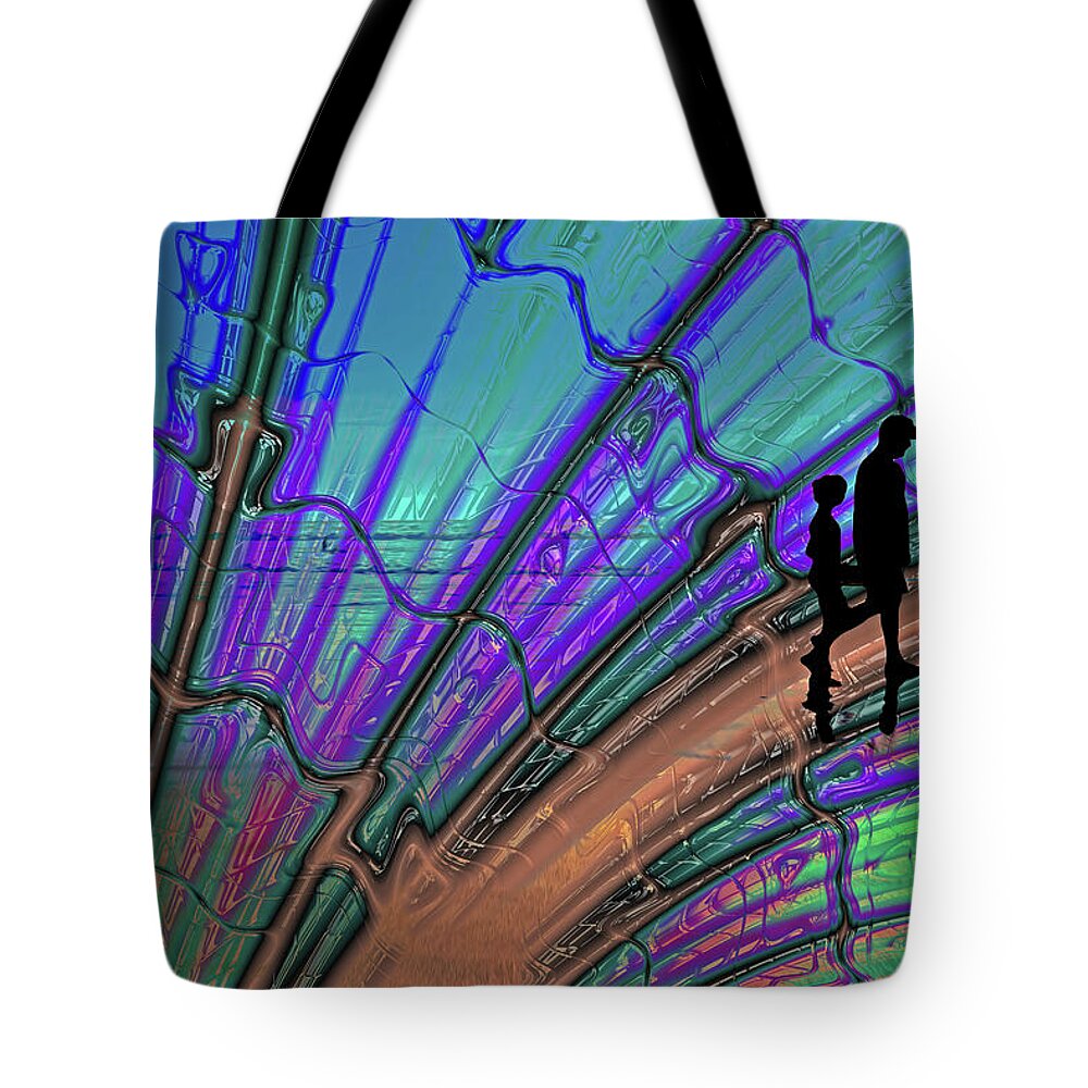 Father and Daughter Silhouette Fractals Design 1 - Tote Bag
