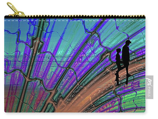 Father and Daughter Silhouette Fractals Design 1 - Zip Pouch