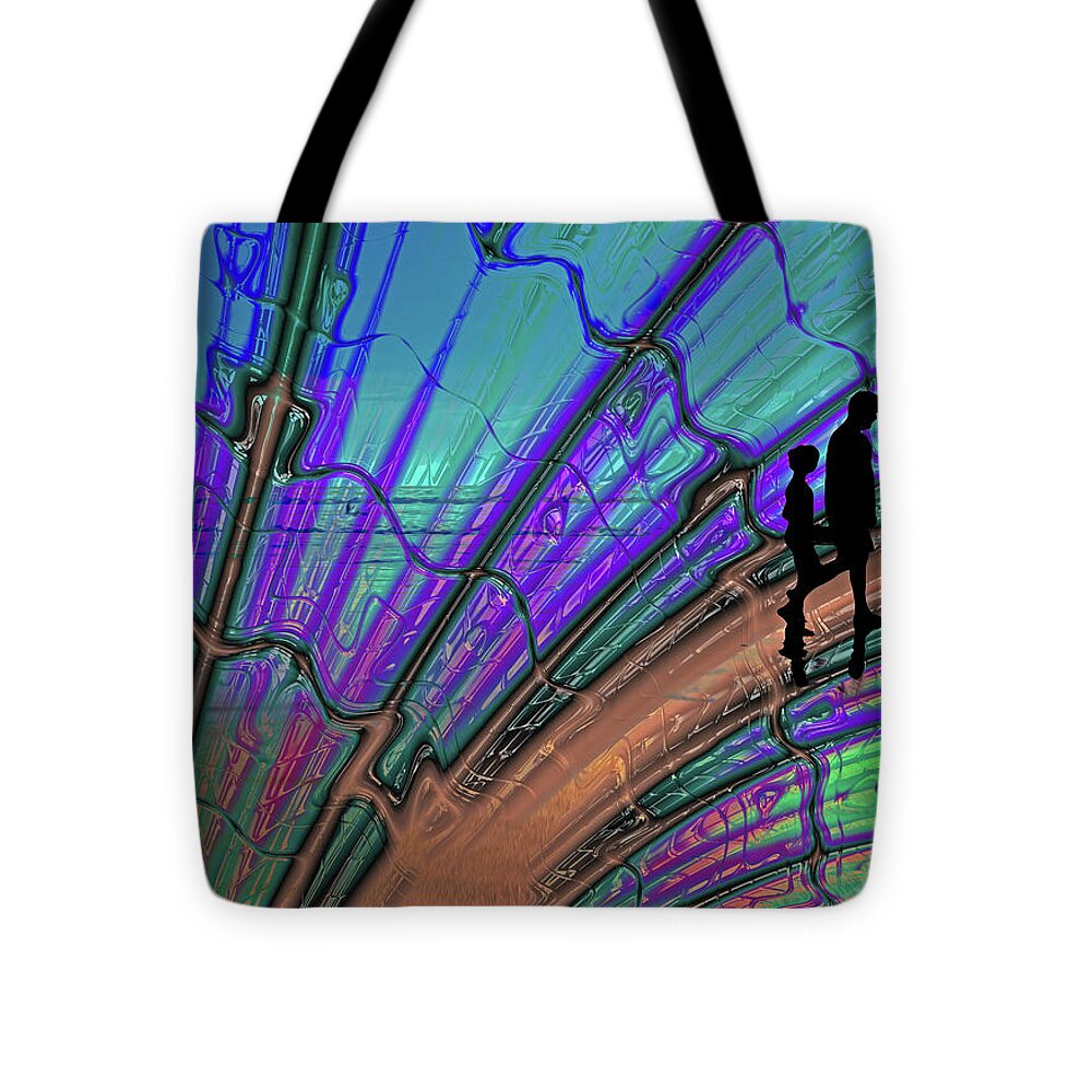 Father and Daughter Silhouette Fractals Design 1 - Tote Bag