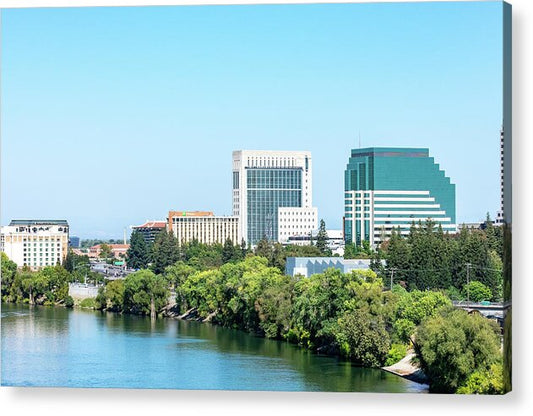 Sacramento City and river 1 - Acrylic Print
