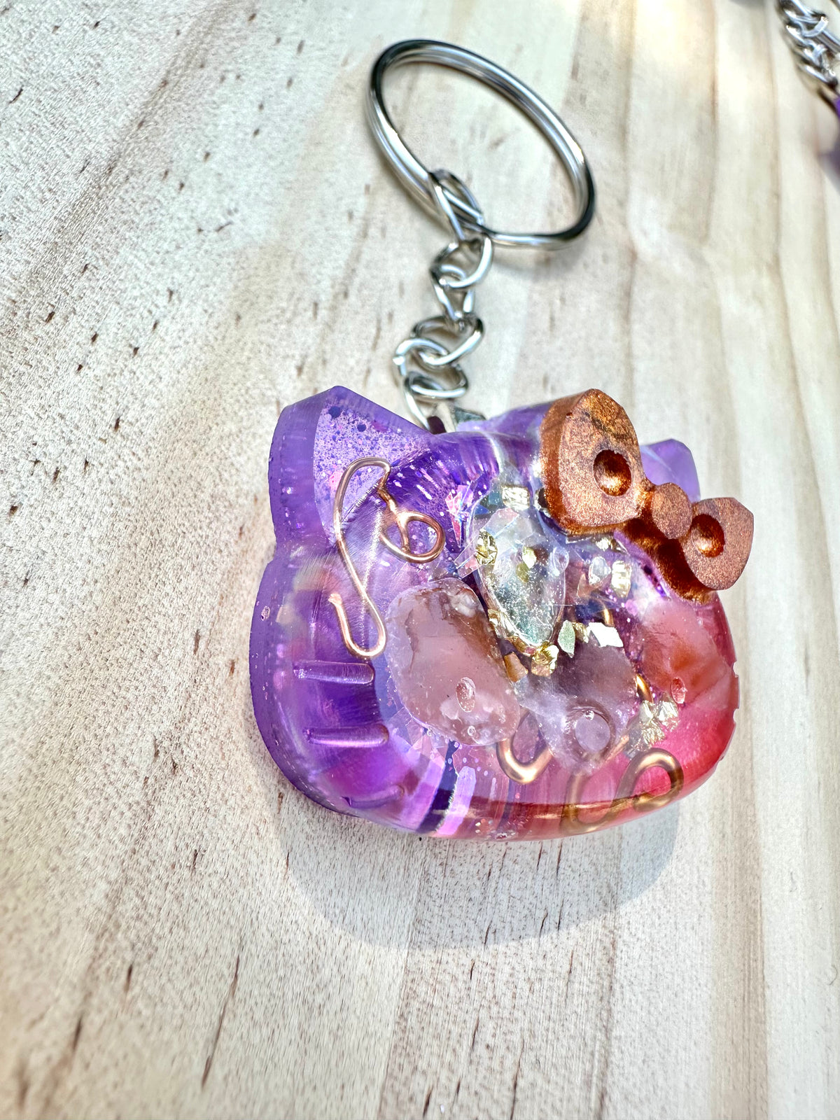Cosmic Kitty Face Orgone Keychain