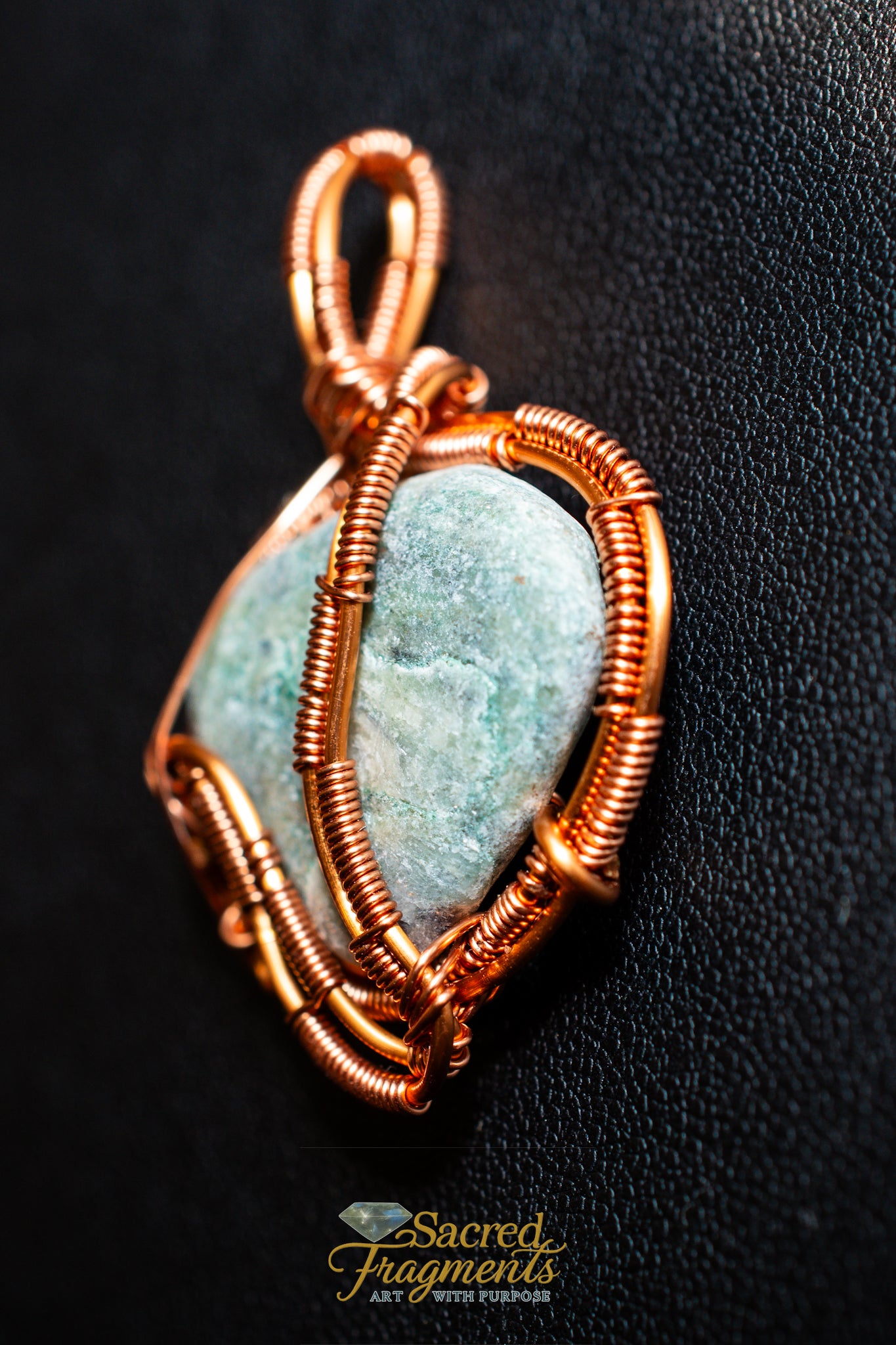 Mariposite Copper Wrapped Pendant