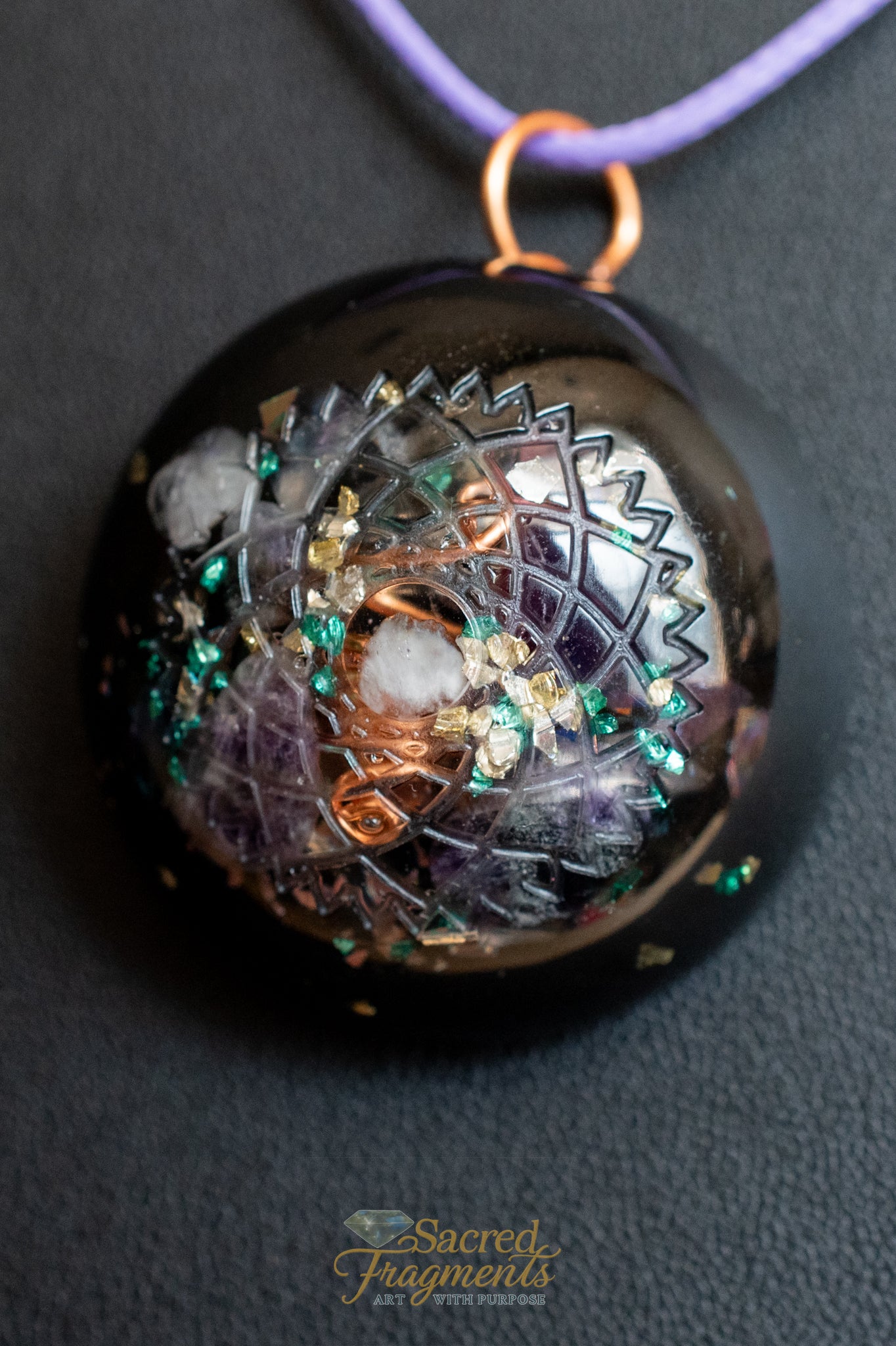Crown Chakra Orgone Pendant with Shungite Stone