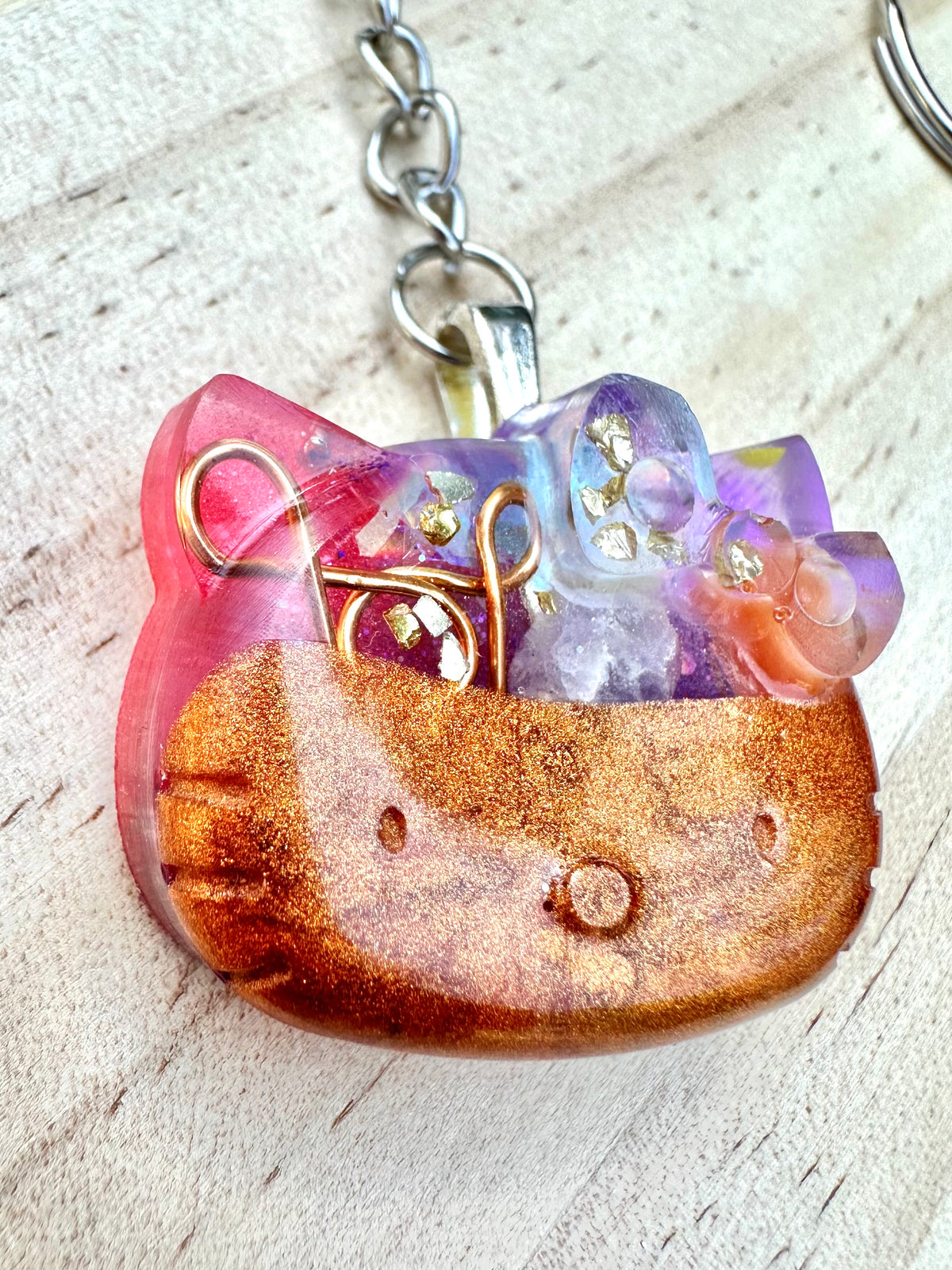 Cosmic Kitty Face Orgone Keychain