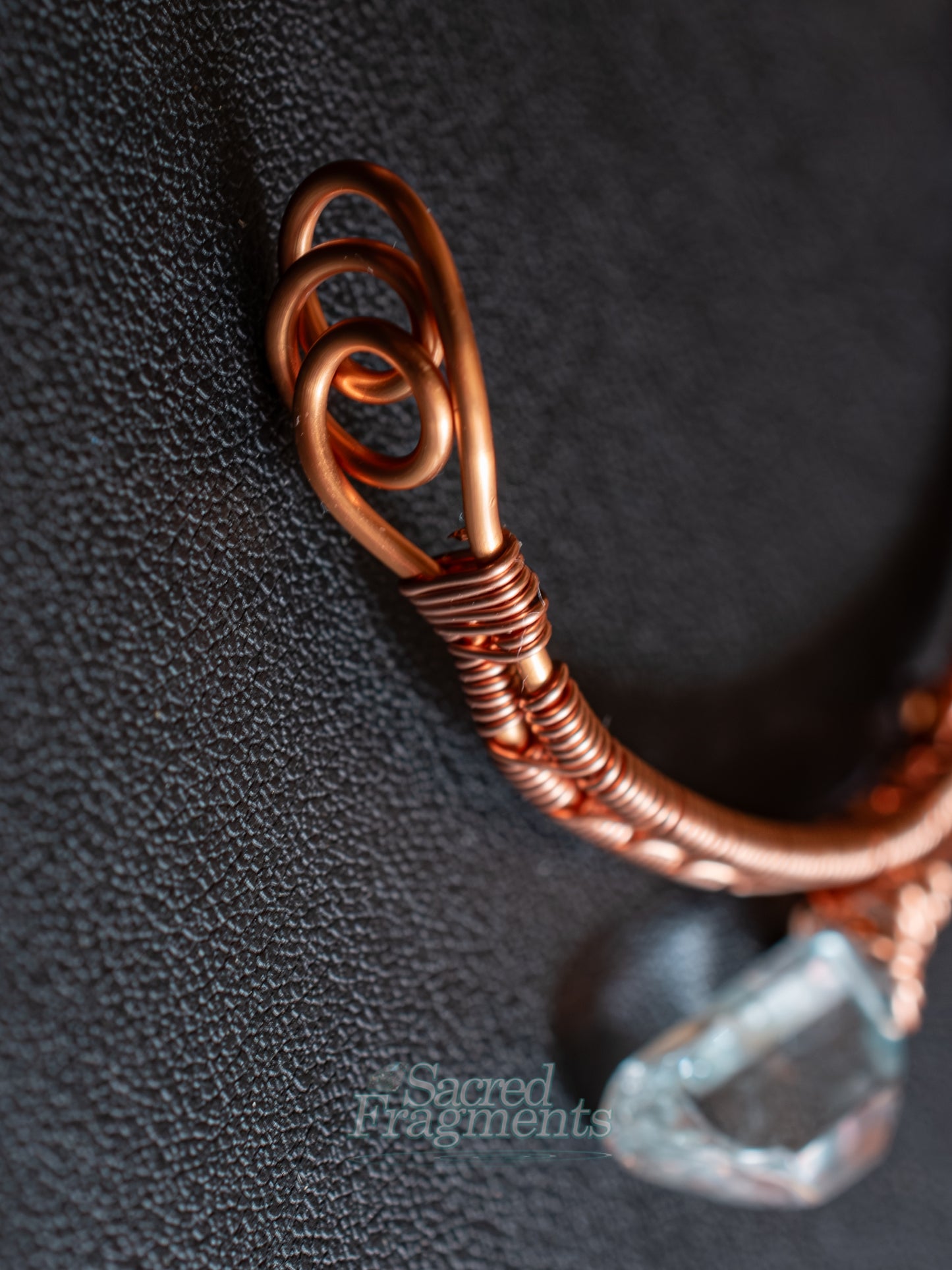 Blue Aura Quartz Bangle Copper Weaved Bracelet