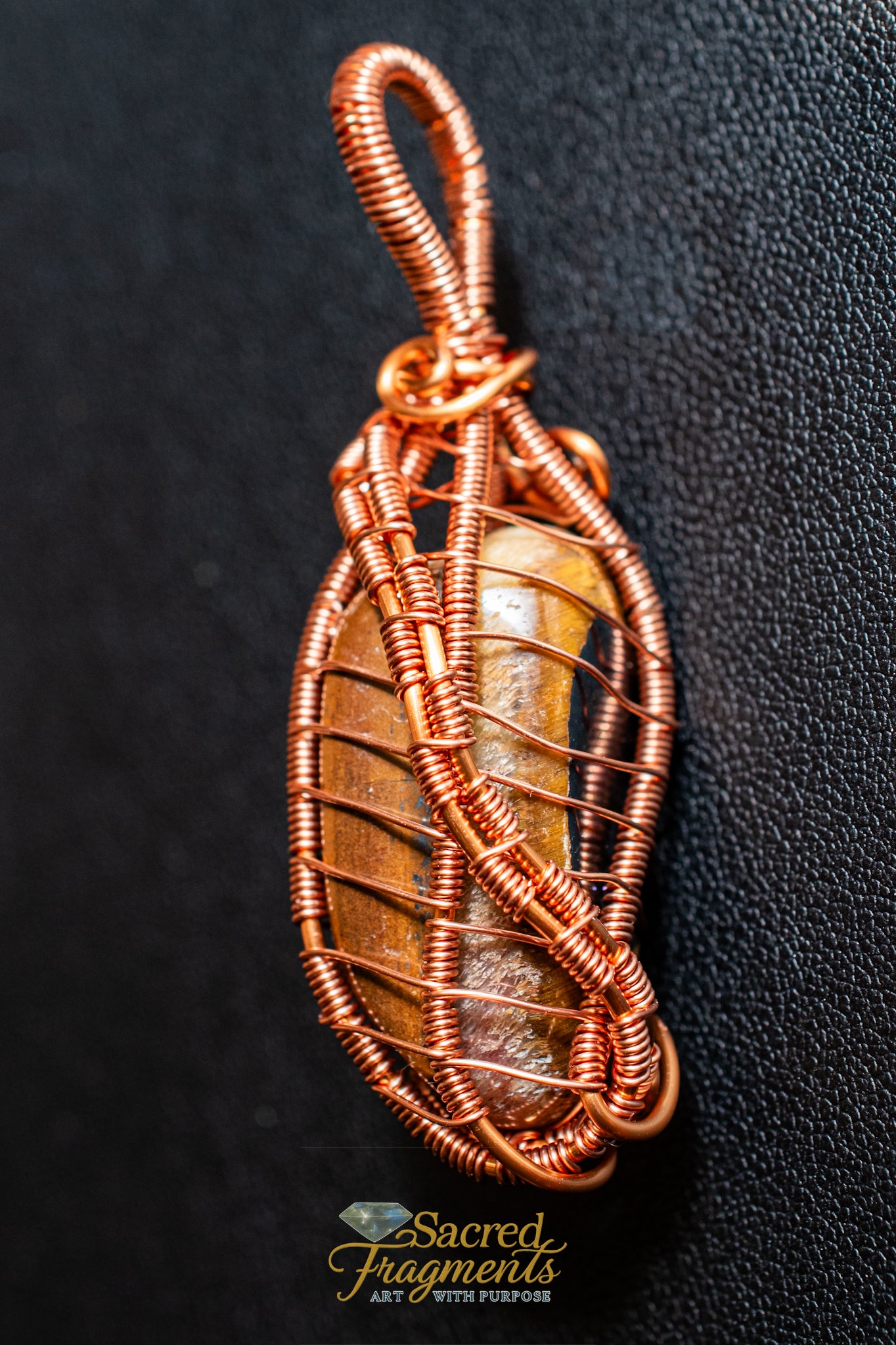 Tiger Iron Copper Wrapped Pendant
