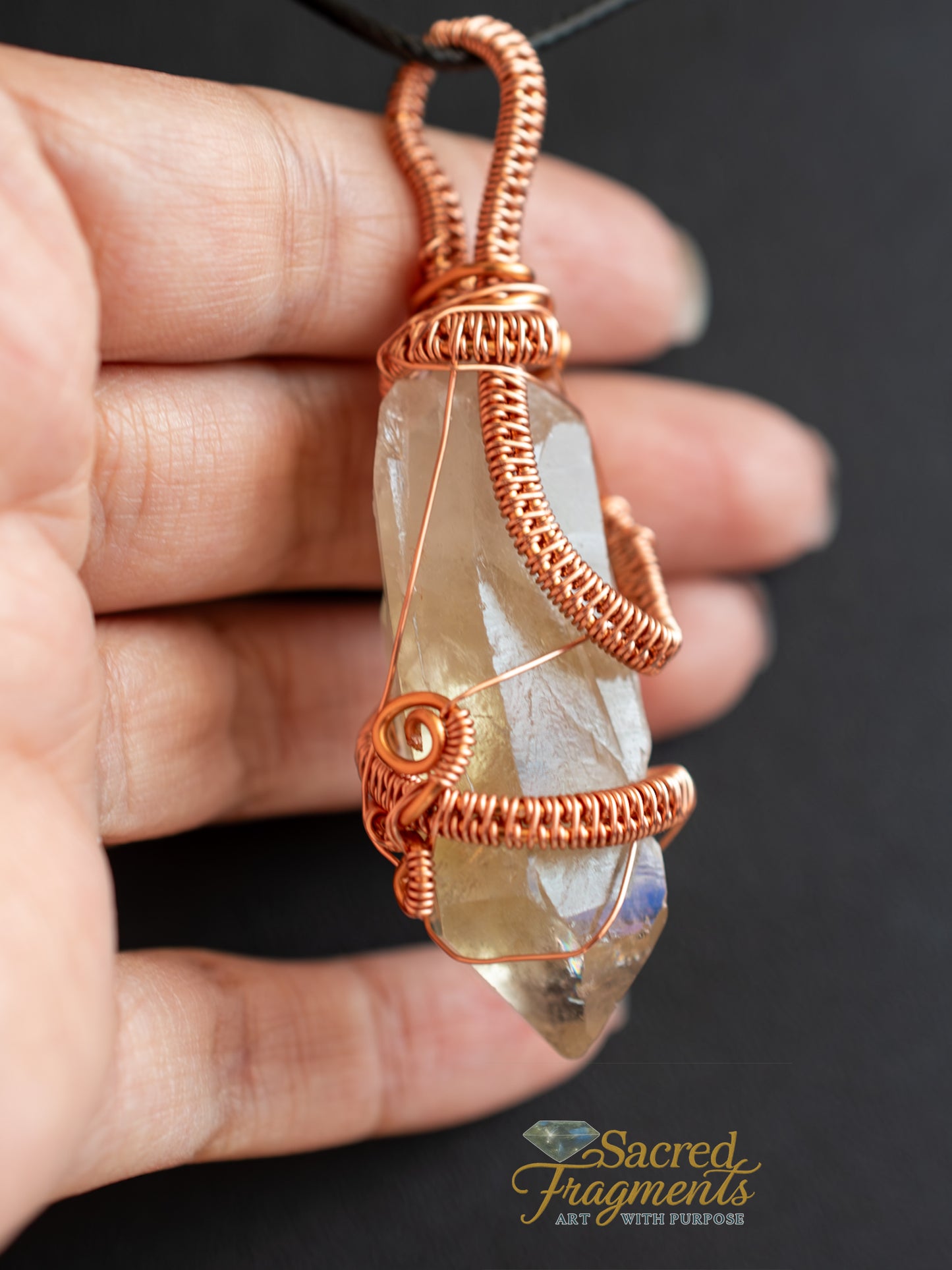 Joyful Manifestations Smoky Citrine Copper Wrapped Pendant