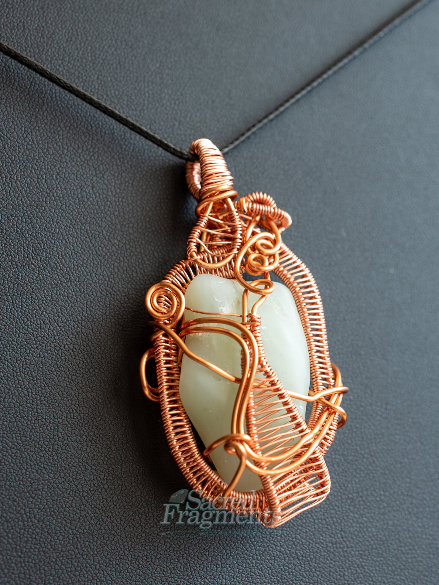 Copper-Wrapped Jade Serenity Pendant