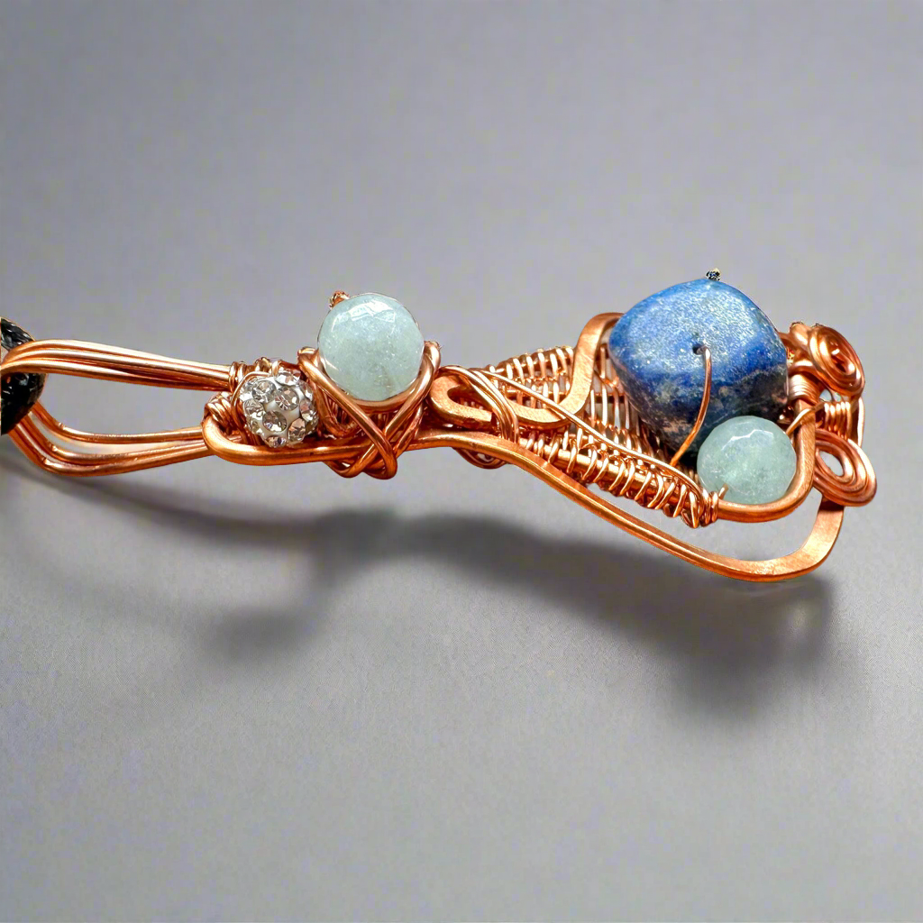Sodalite and Copper Wire Wrapped Amulet For Balance Protection against negativity