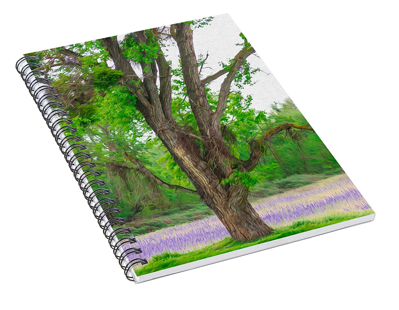 Lavender Flowers Landscape 3 - Spiral Notebook