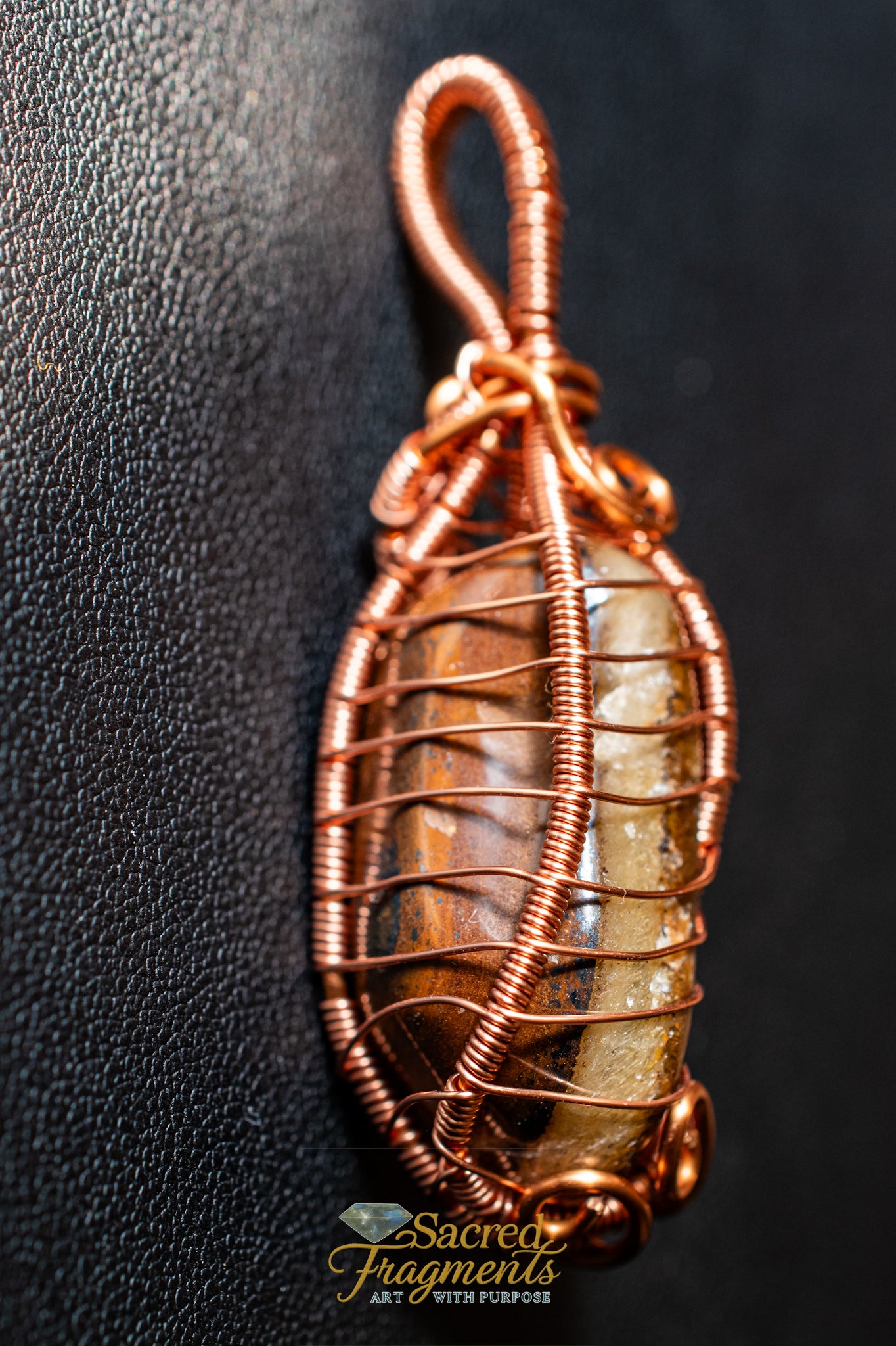 Tiger Iron Copper Wrapped Pendant