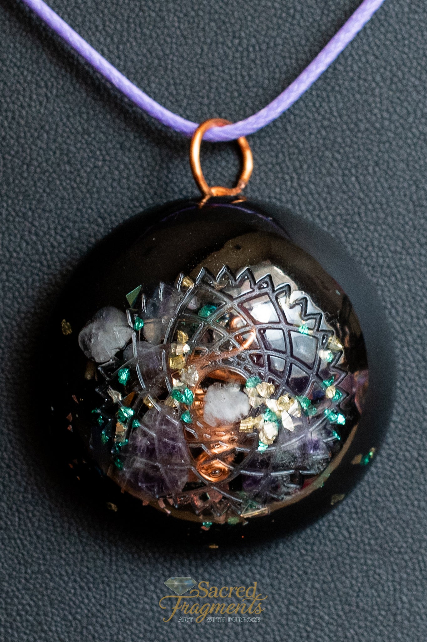 Crown Chakra Orgone Pendant with Shungite Stone