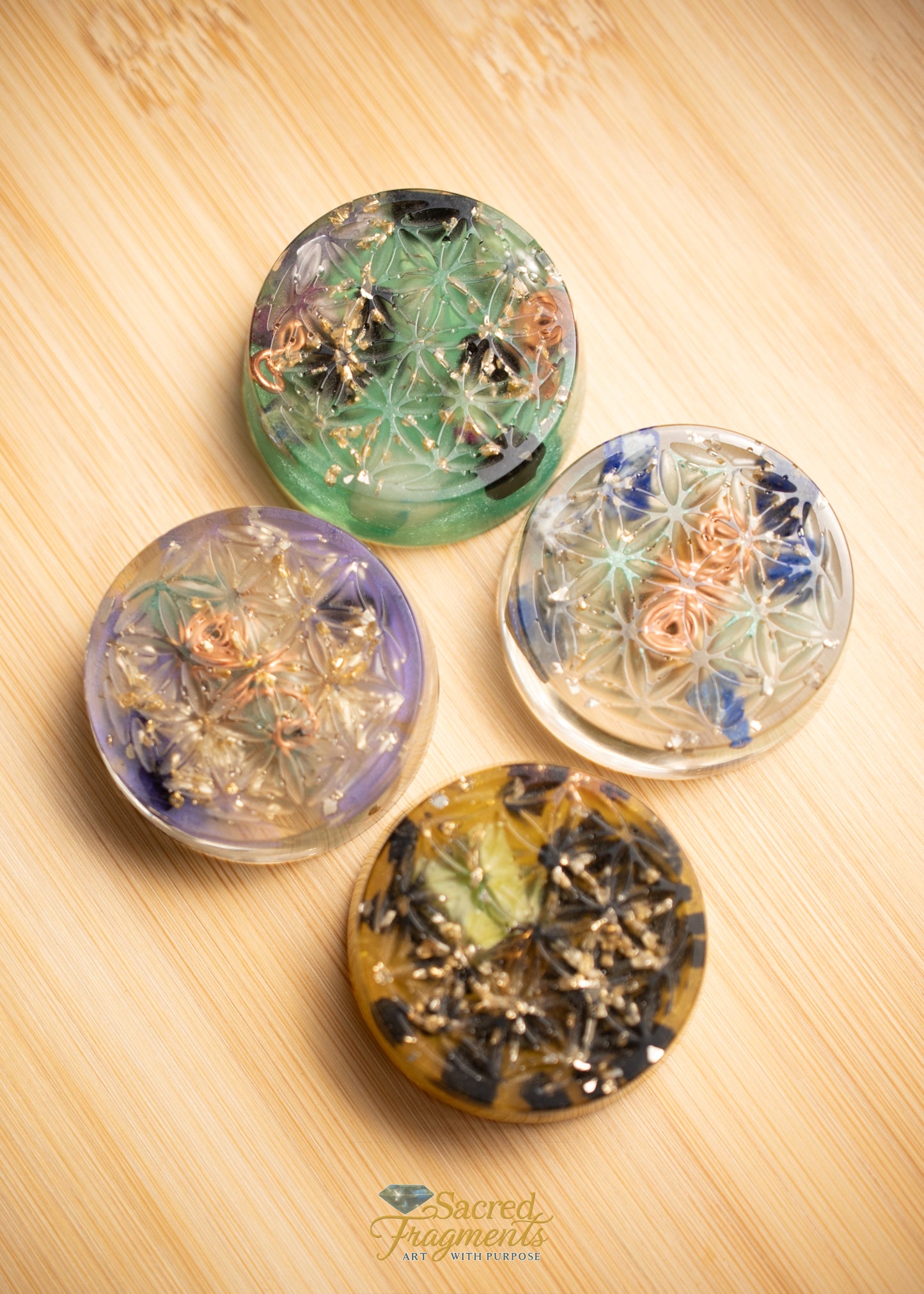 Flower of Life Orgonite Energy Pocket Piece