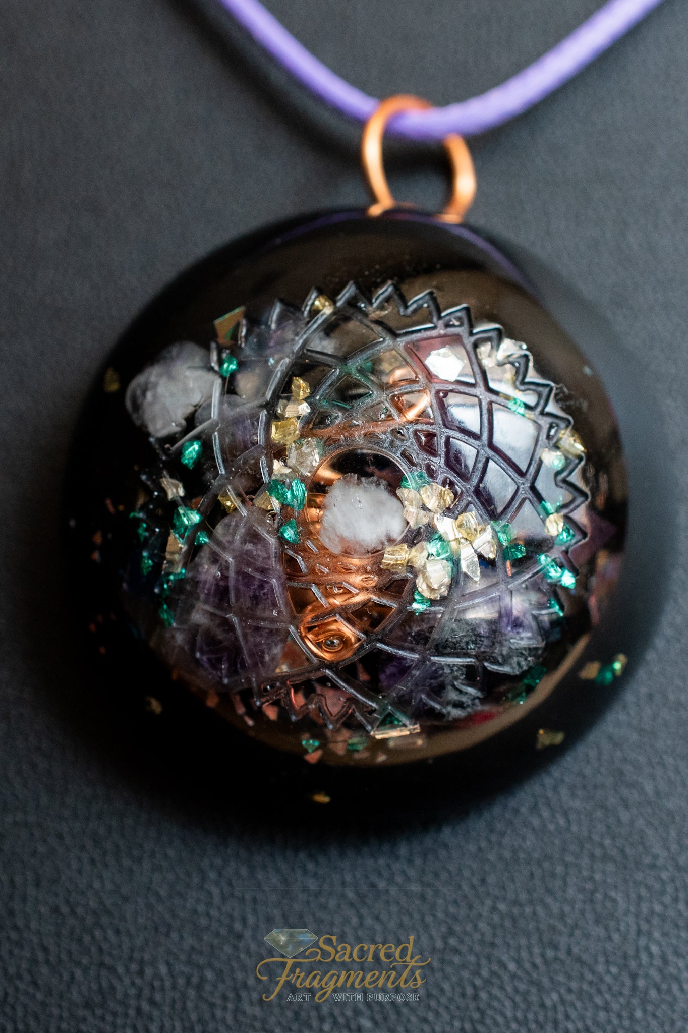Crown Chakra Orgone Pendant with Shungite Stone