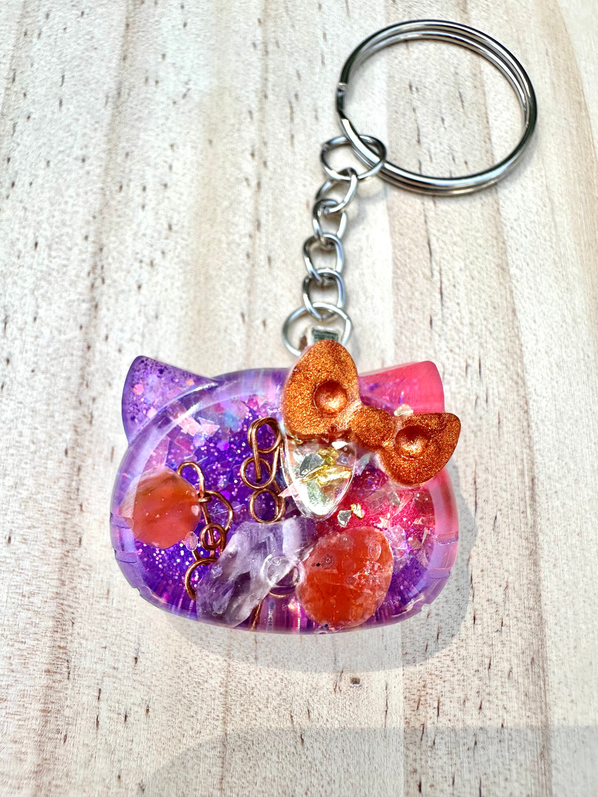 Cosmic Kitty Face Orgone Keychain
