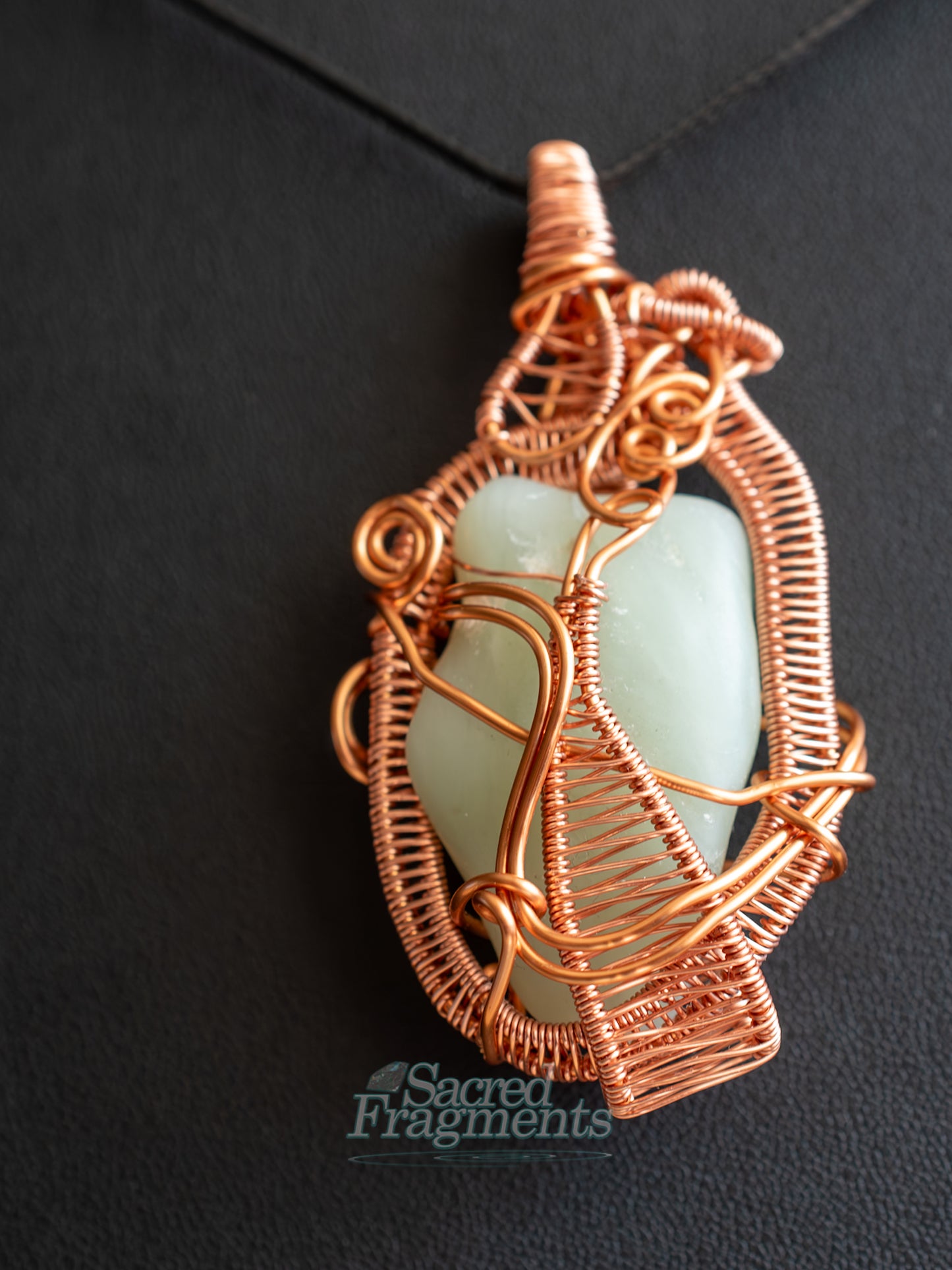 Copper-Wrapped Jade Serenity Pendant