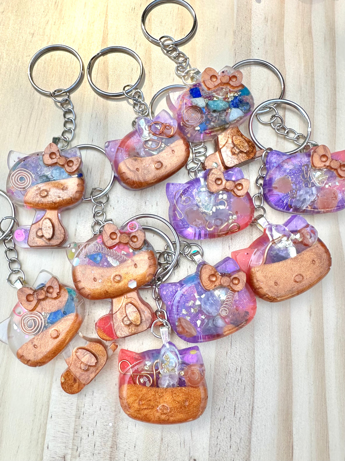 Cosmic Kitty Face Orgone Keychain