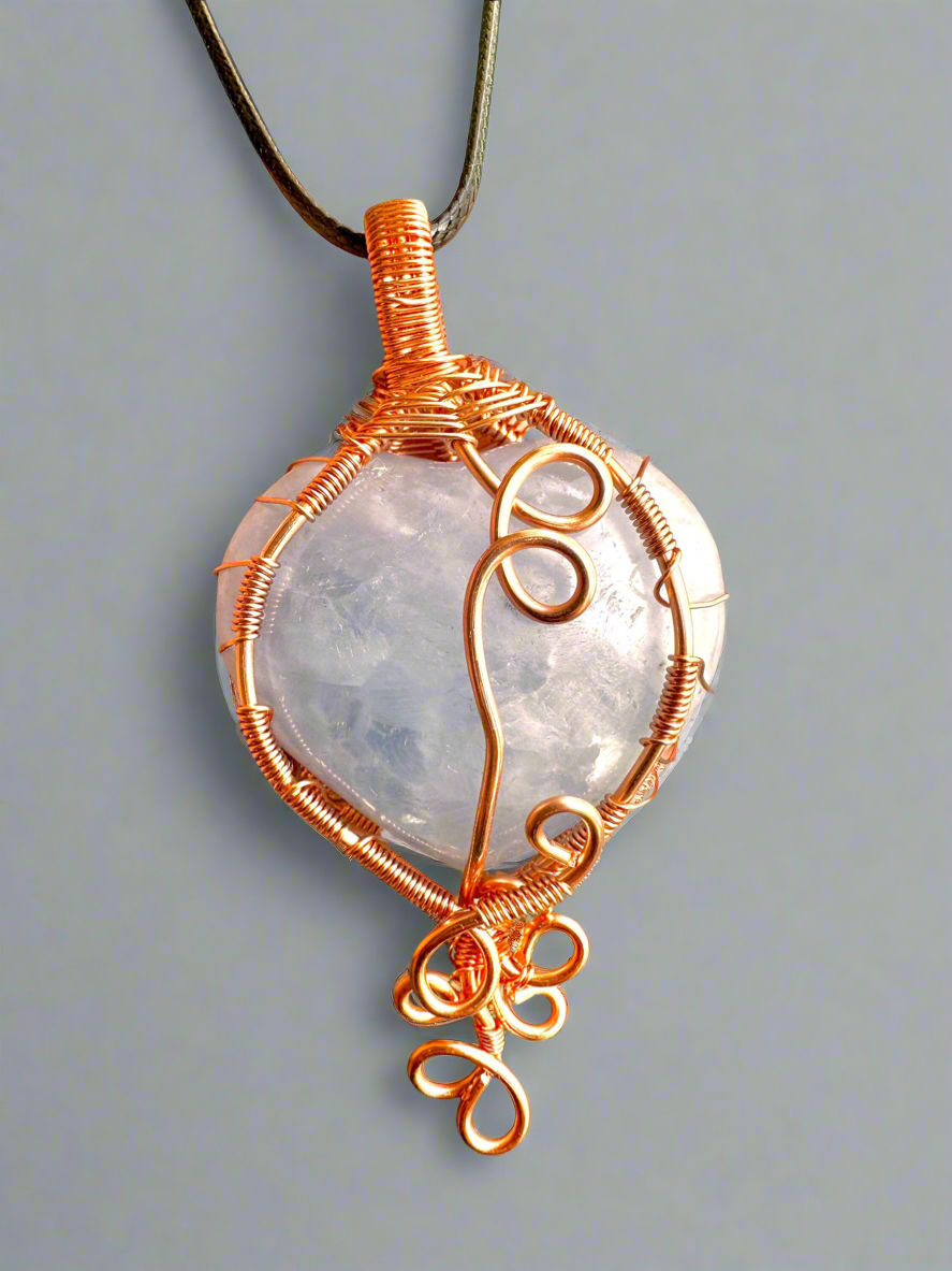 Elevate Vibrations • Angelite Heart Wire Wrapped Pendant