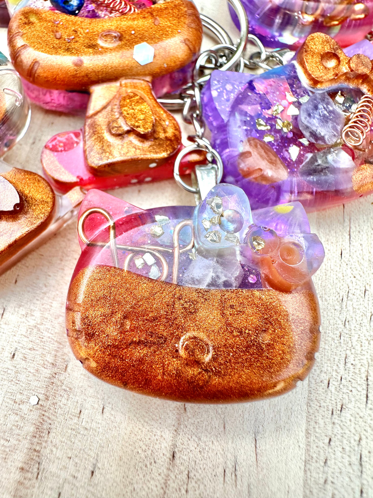 Cosmic Kitty Face Orgone Keychain