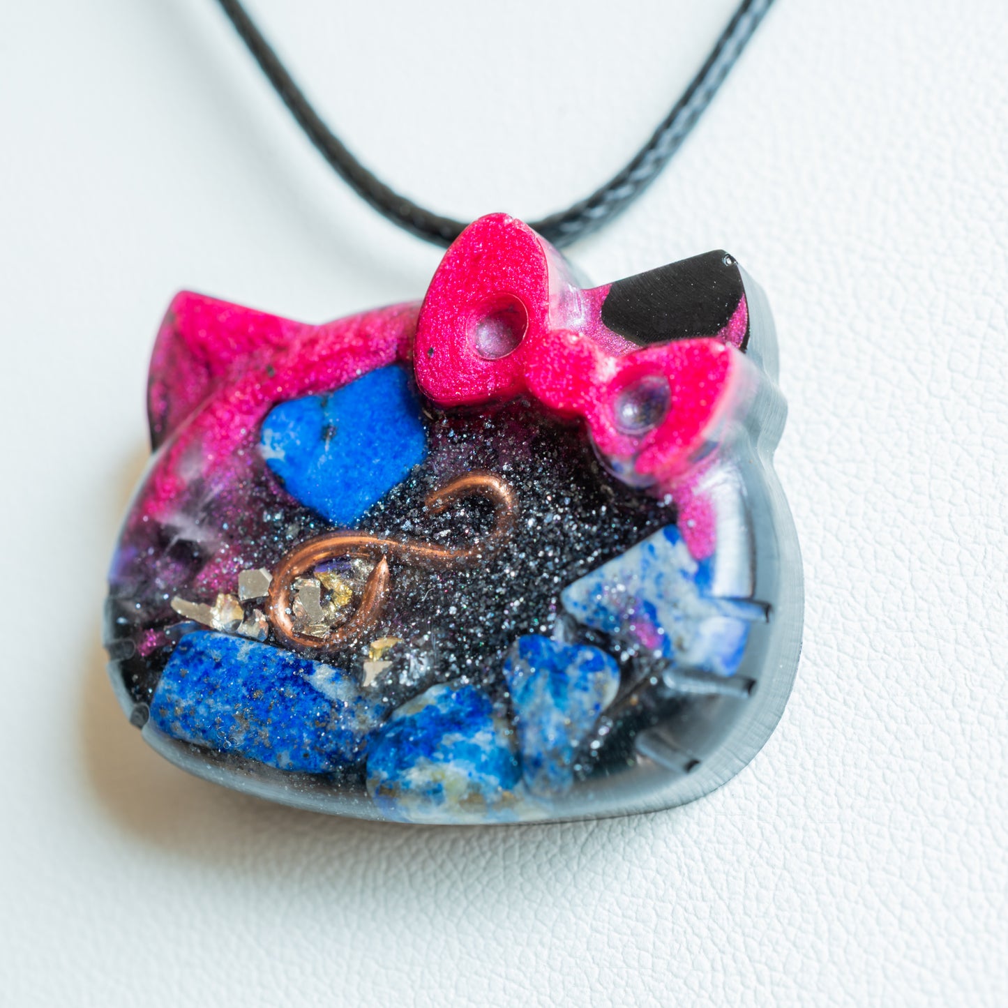 Lapis Cosmic Kitty Orgone Pendant
