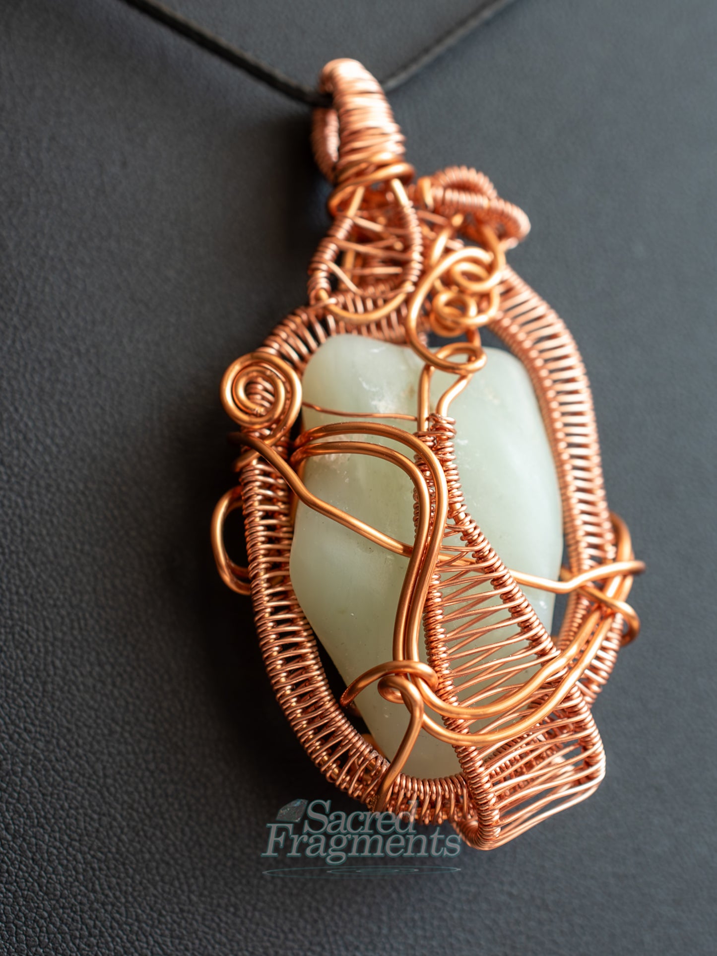 Copper-Wrapped Jade Serenity Pendant