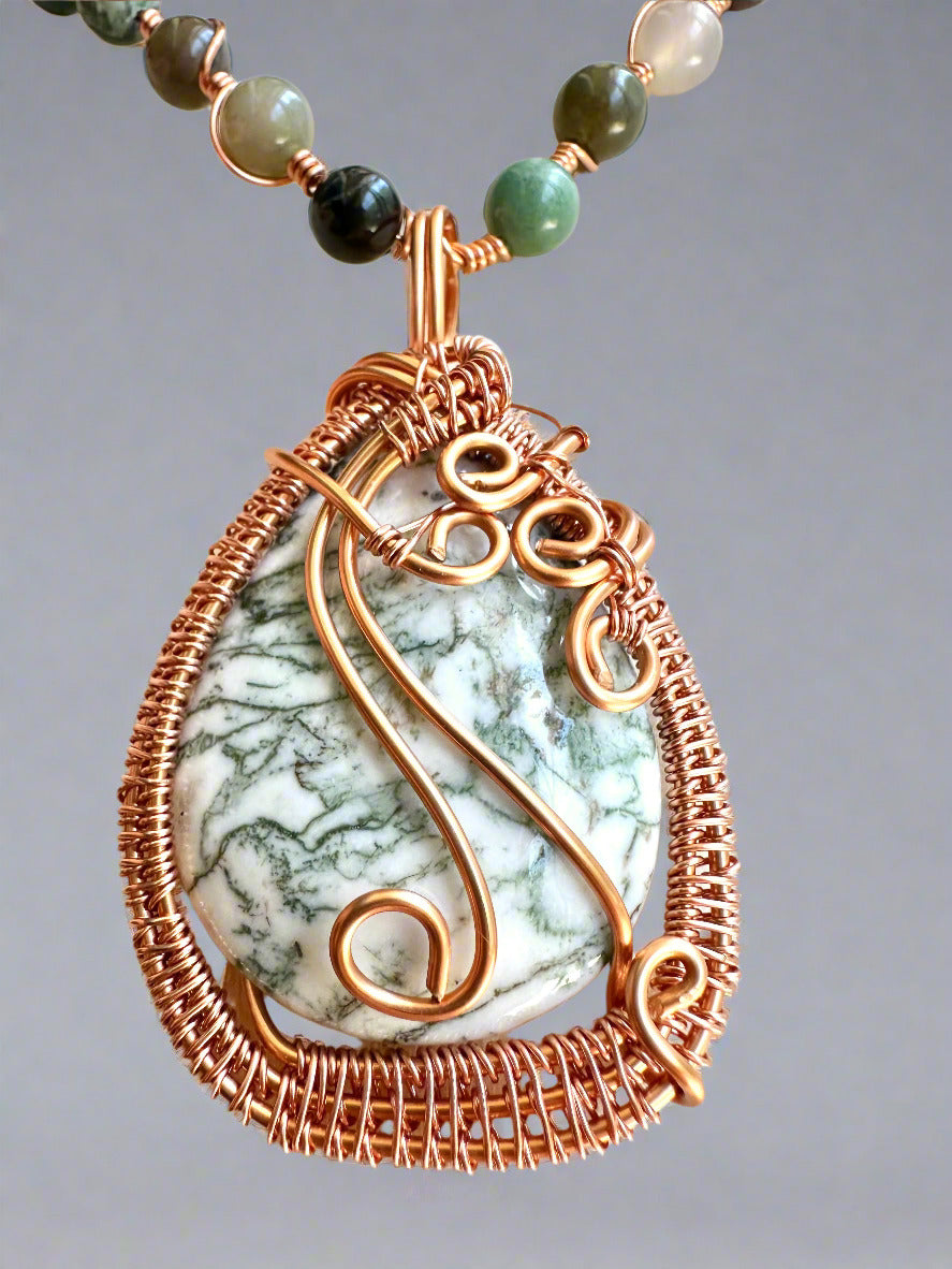 Abundance Stone New Beginnings Moss Agate Amulet