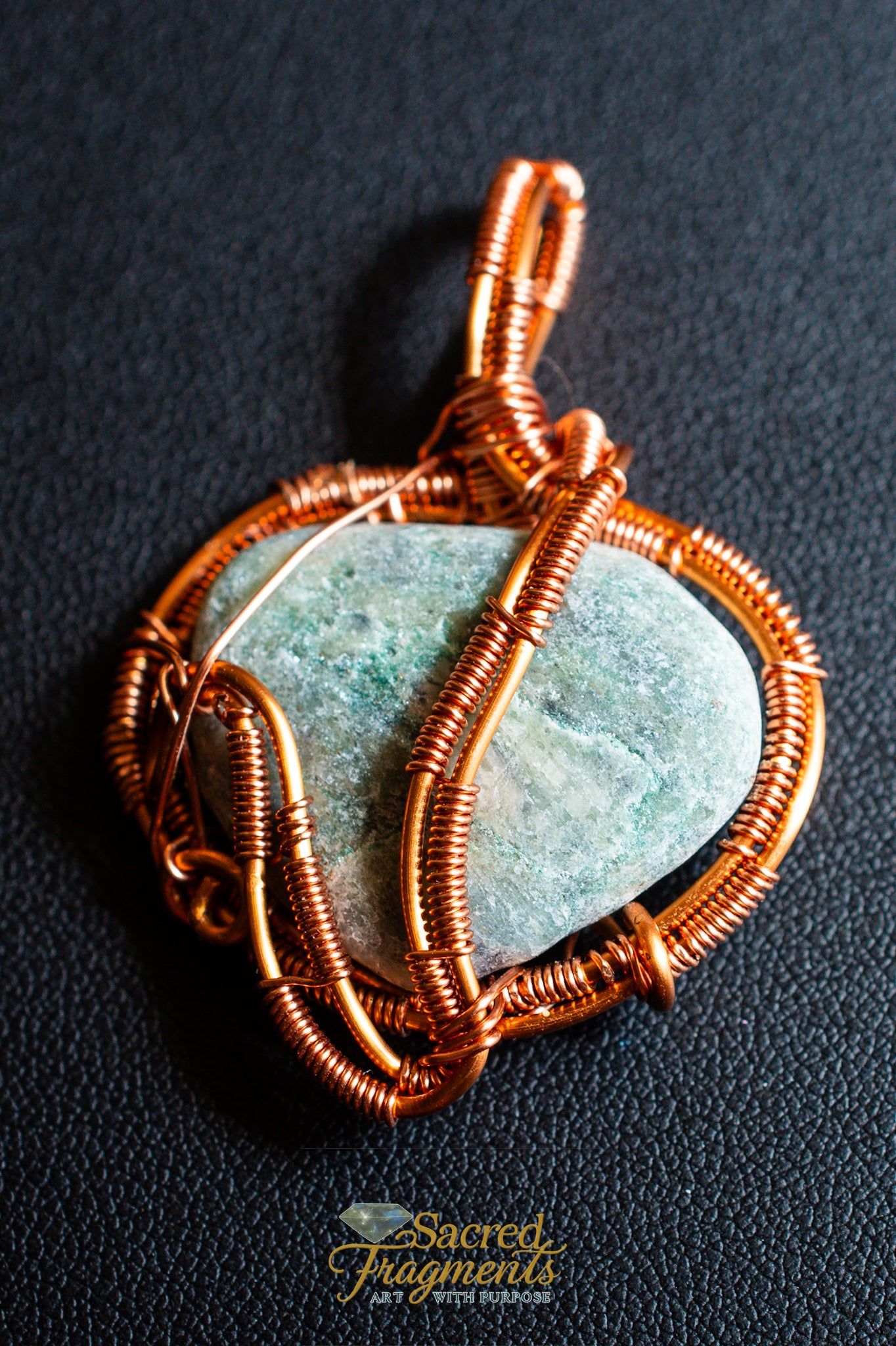 Mariposite Copper Wrapped Pendant