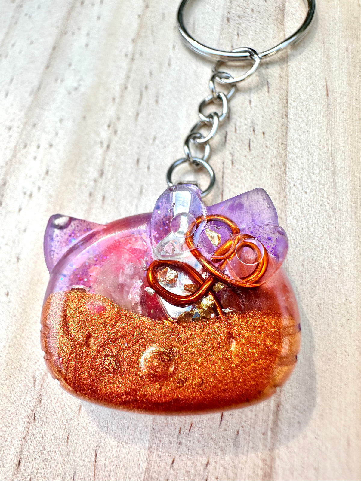 Cosmic Kitty Face Orgone Keychain