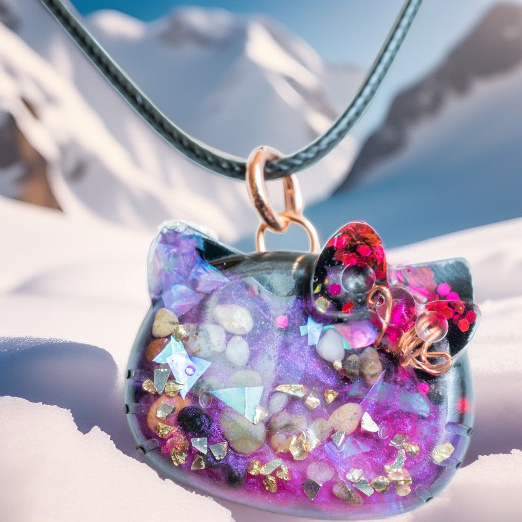 Cosmic Kitty Face Orgone Pendant
