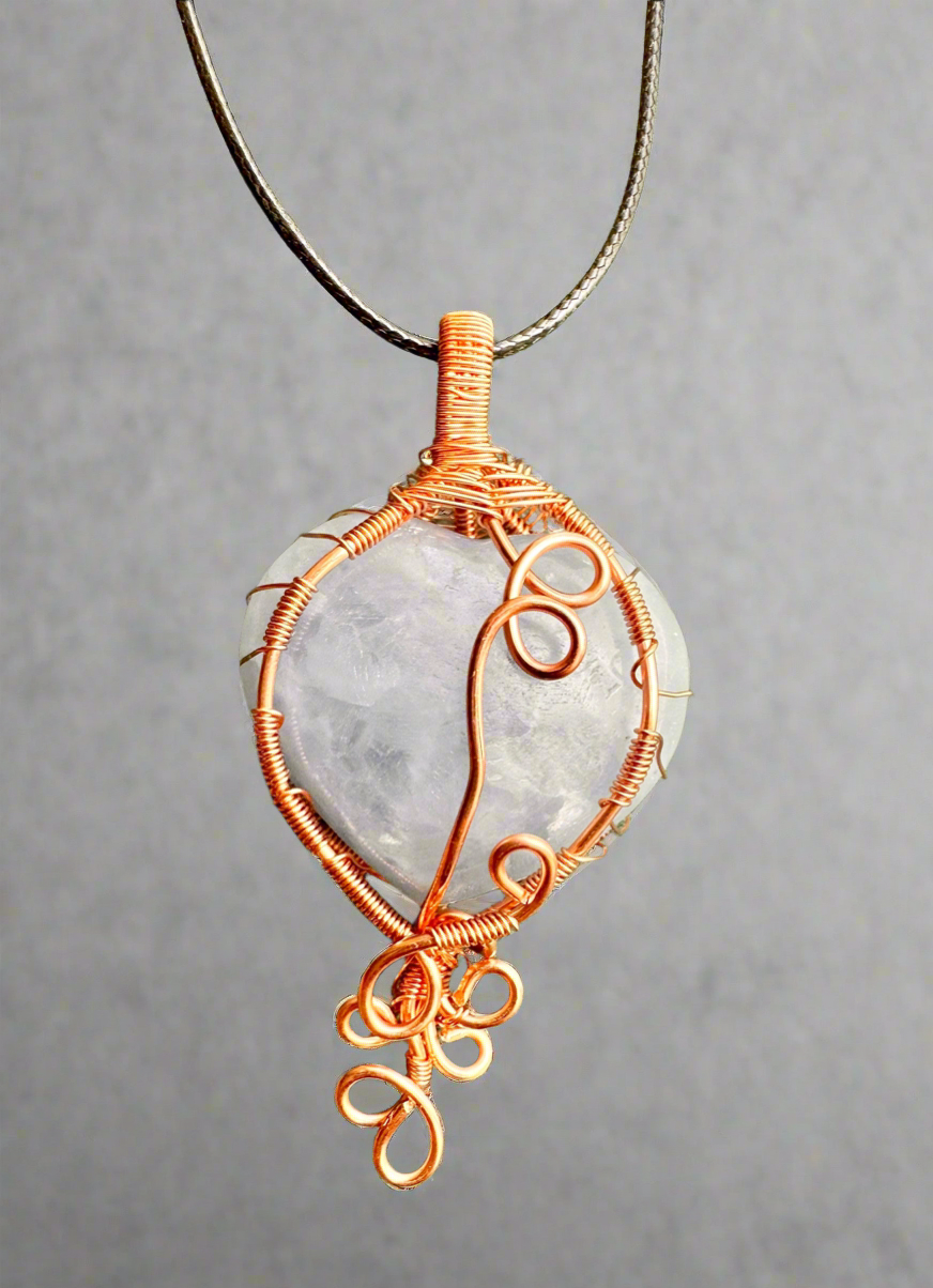 Elevate Vibrations • Angelite Heart Wire Wrapped Pendant