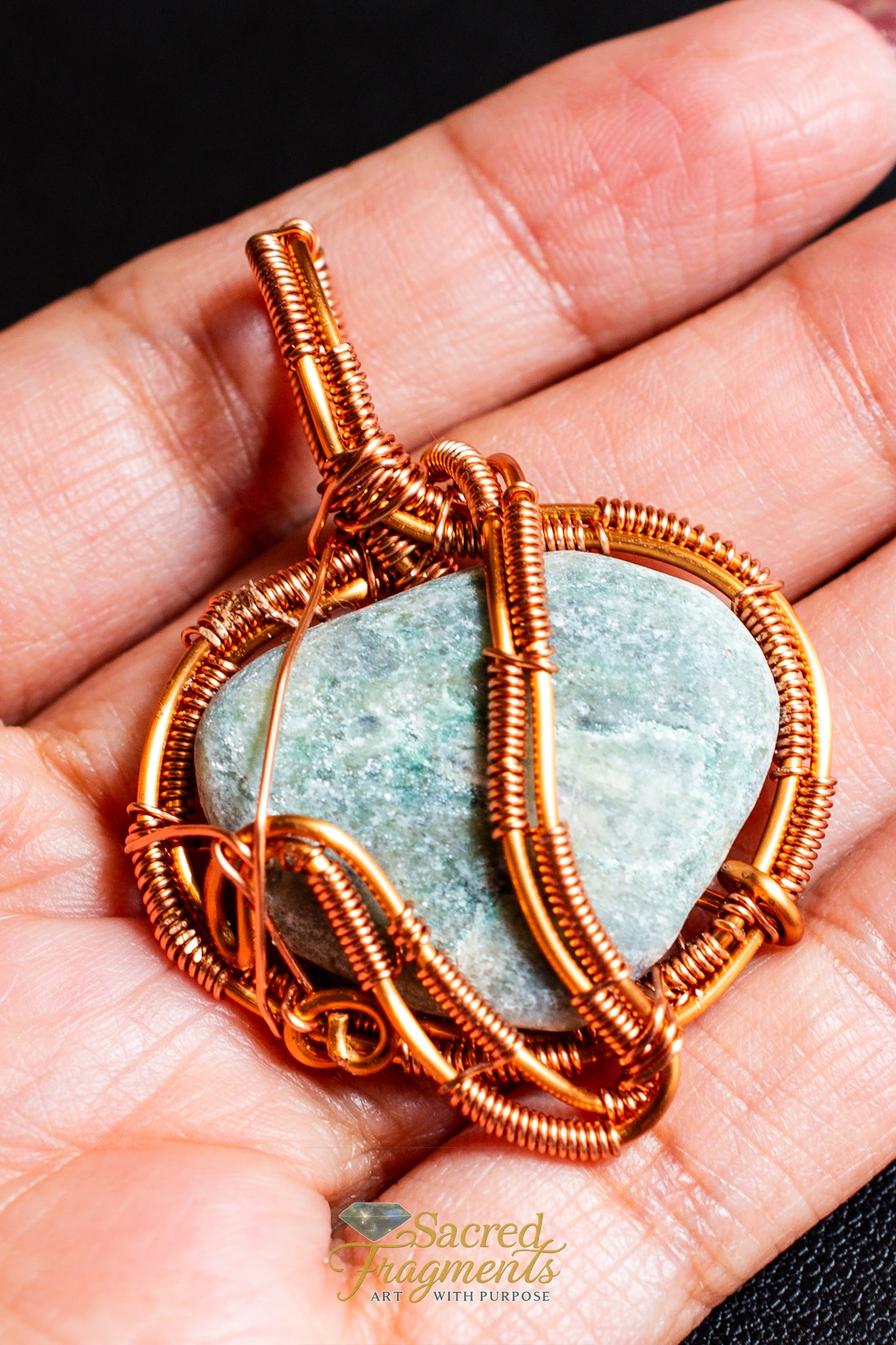 Mariposite Copper Wrapped Pendant