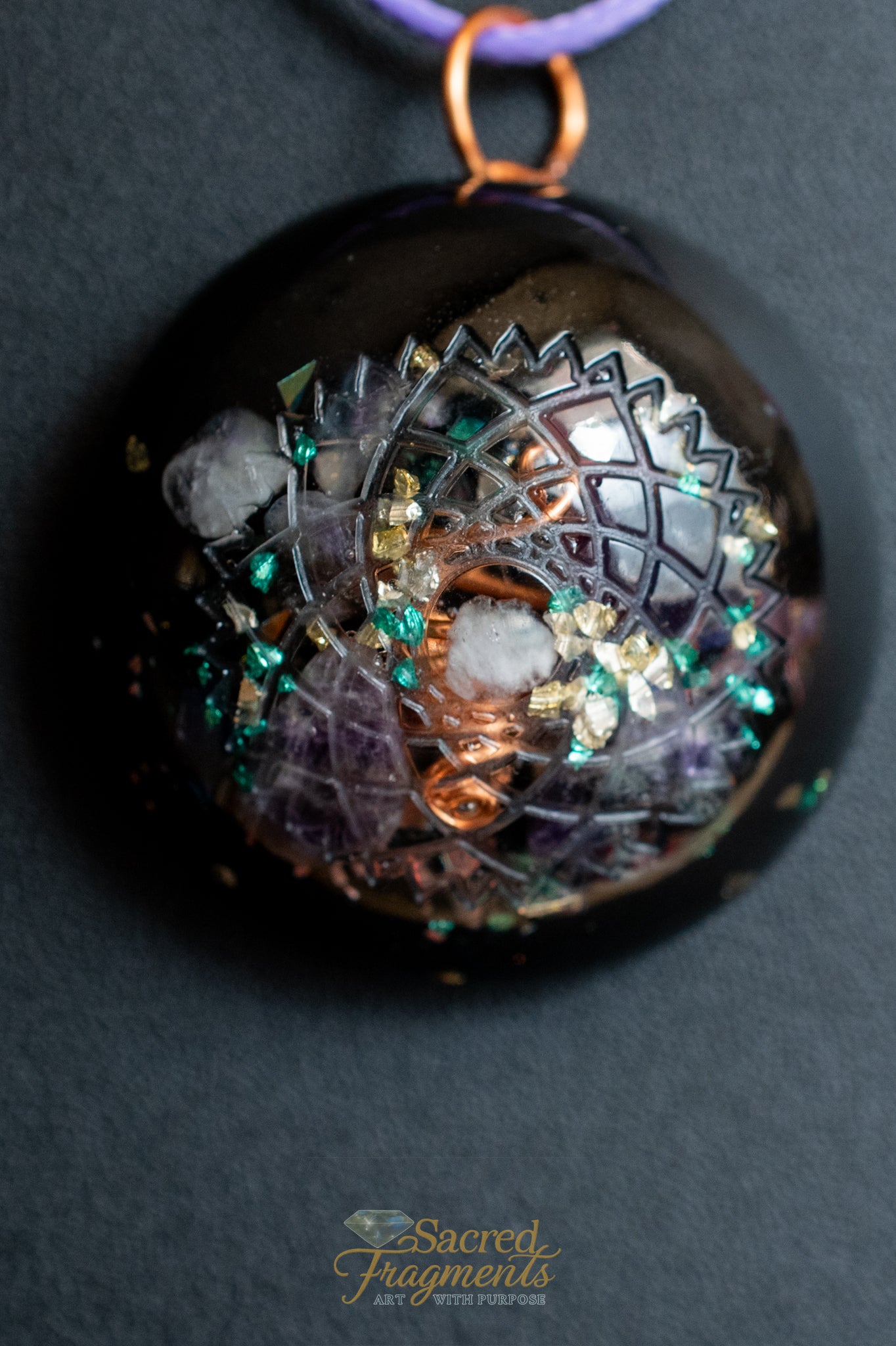 Crown Chakra Orgone Pendant with Shungite Stone