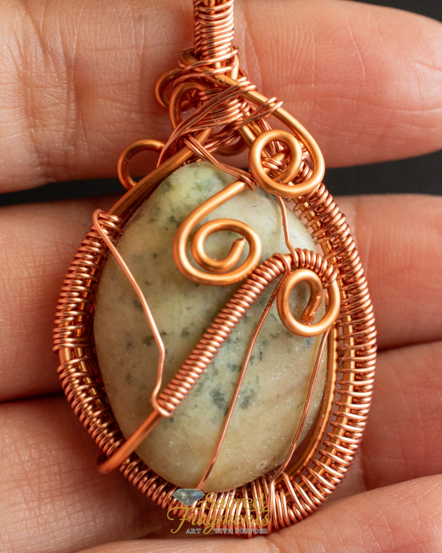Lucky & Balanced Copper-Wrapped Jade Pendant