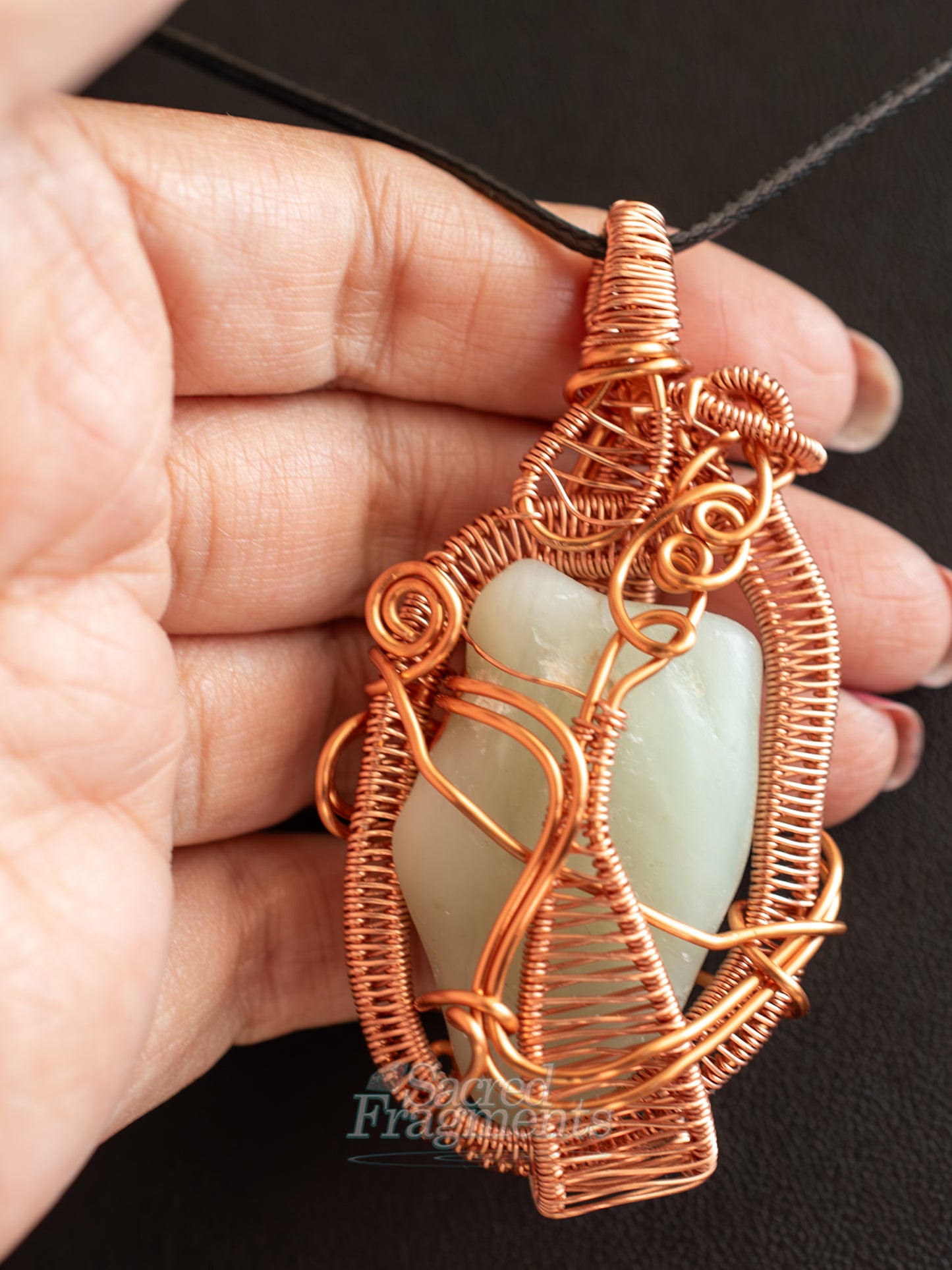 Copper-Wrapped Jade Serenity Pendant