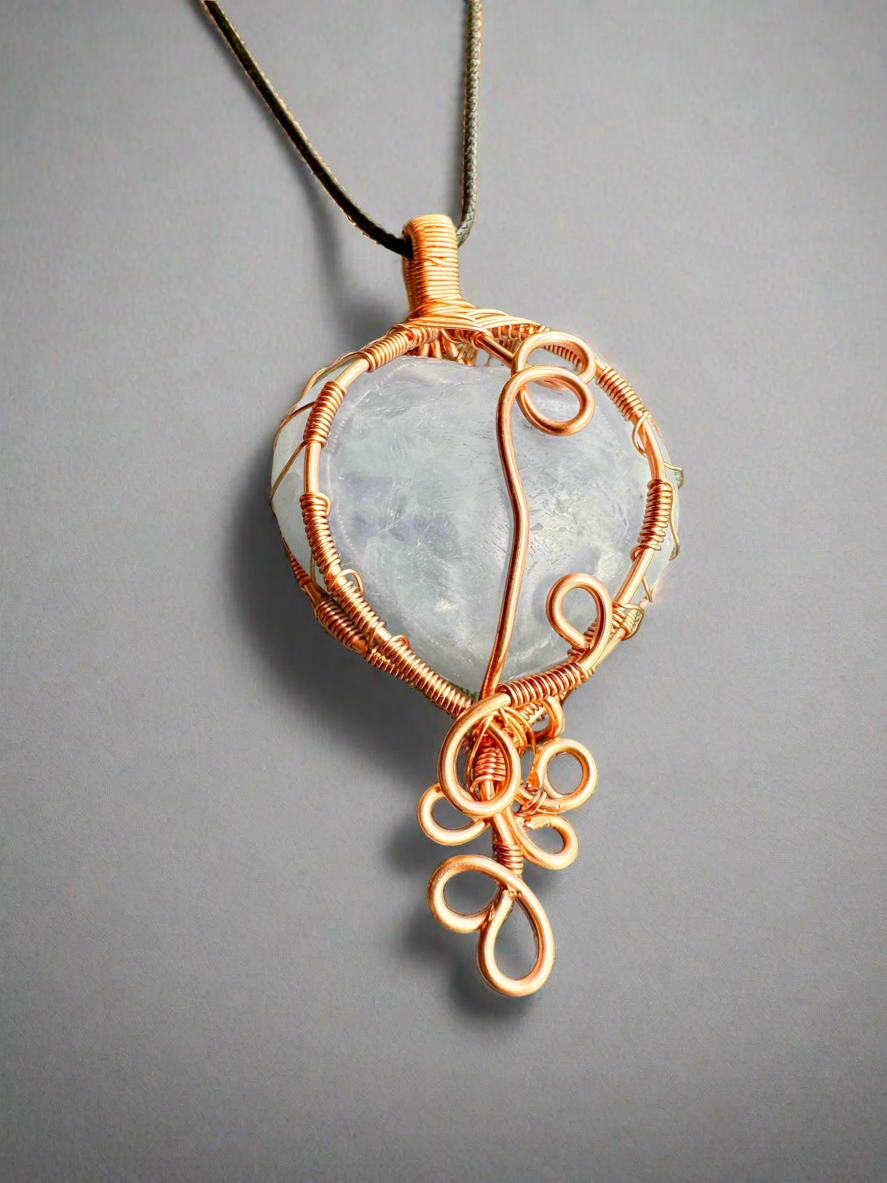 Elevate Vibrations • Angelite Heart Wire Wrapped Pendant