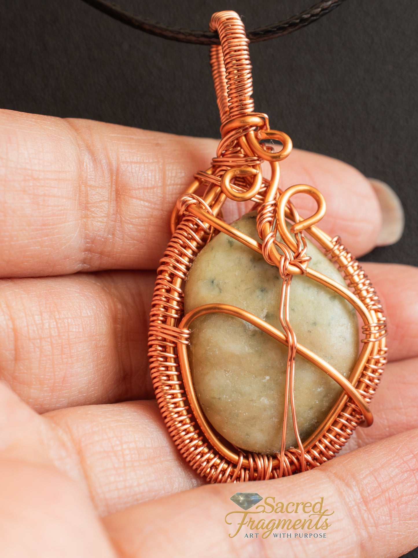 Lucky & Balanced Copper-Wrapped Jade Pendant