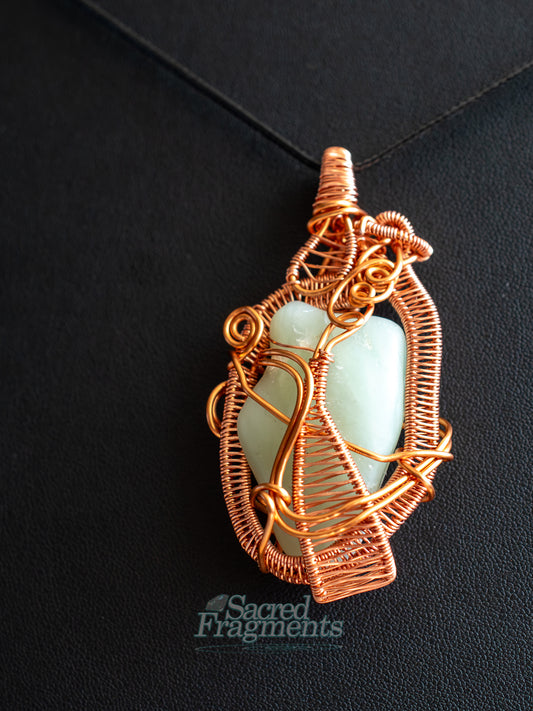 Copper-Wrapped Jade Serenity Pendant