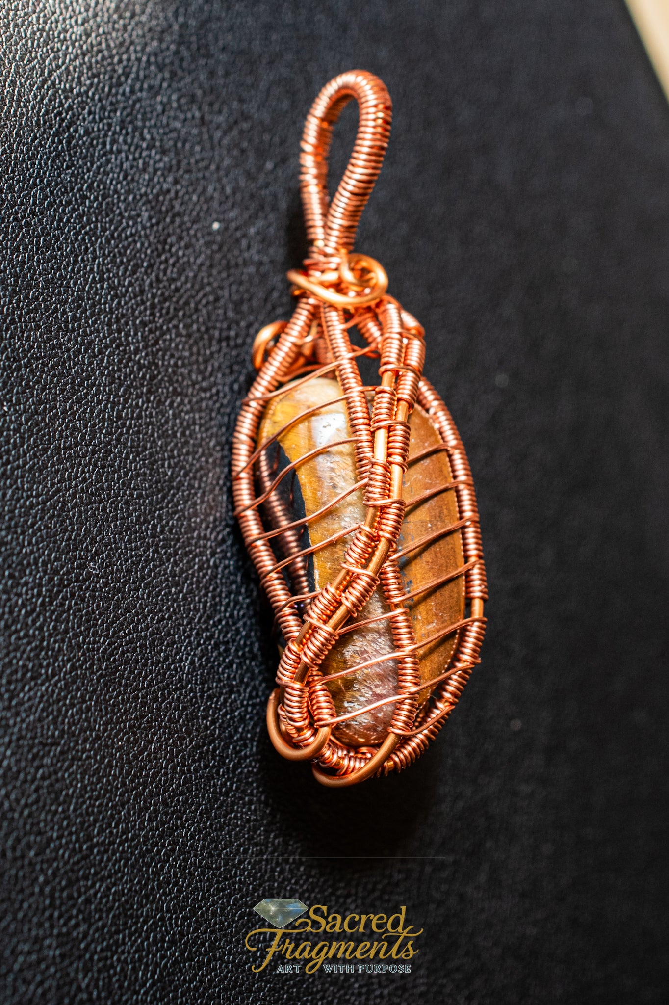 Tiger Iron Copper Wrapped Pendant