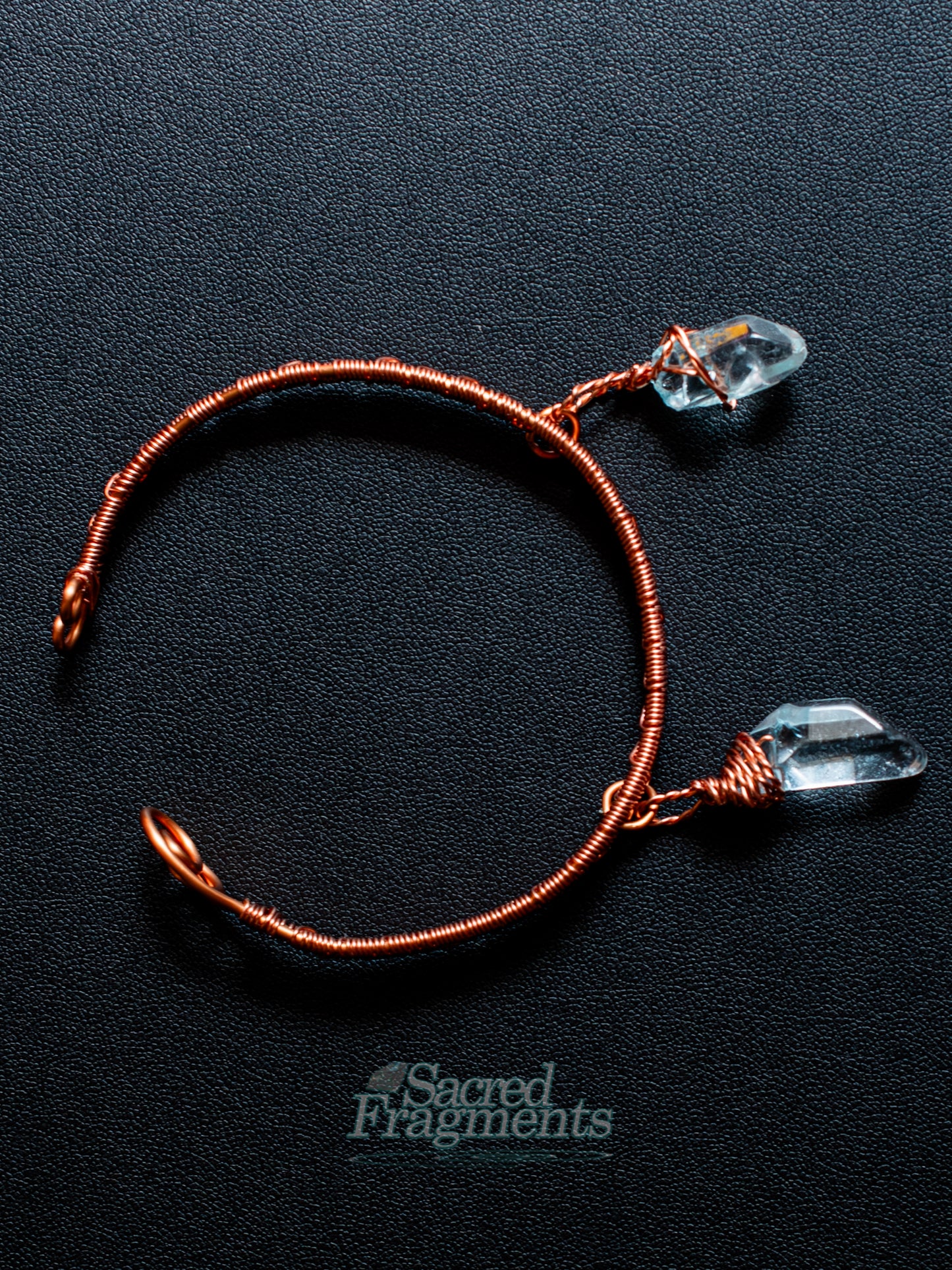 Blue Aura Quartz Bangle Copper Weaved Bracelet