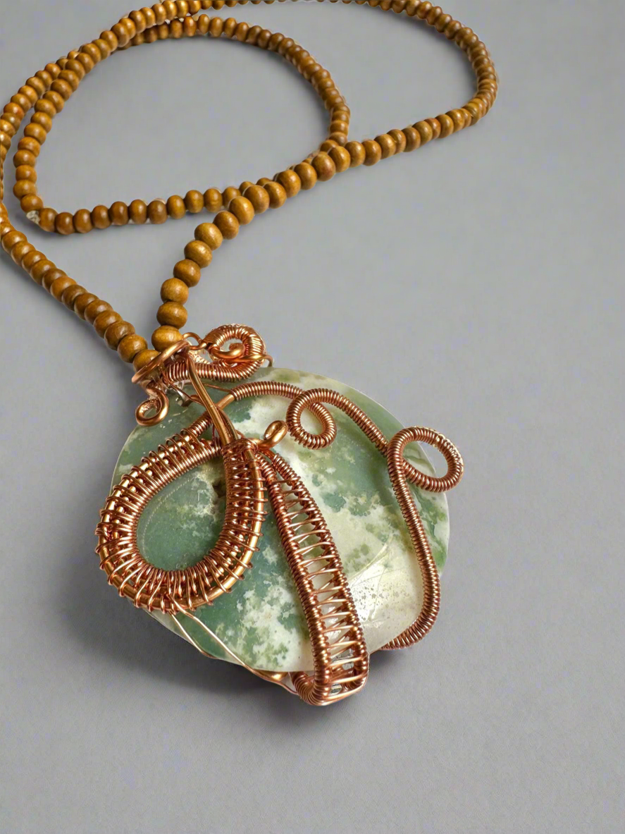 Moss Agate Copper Wrapped