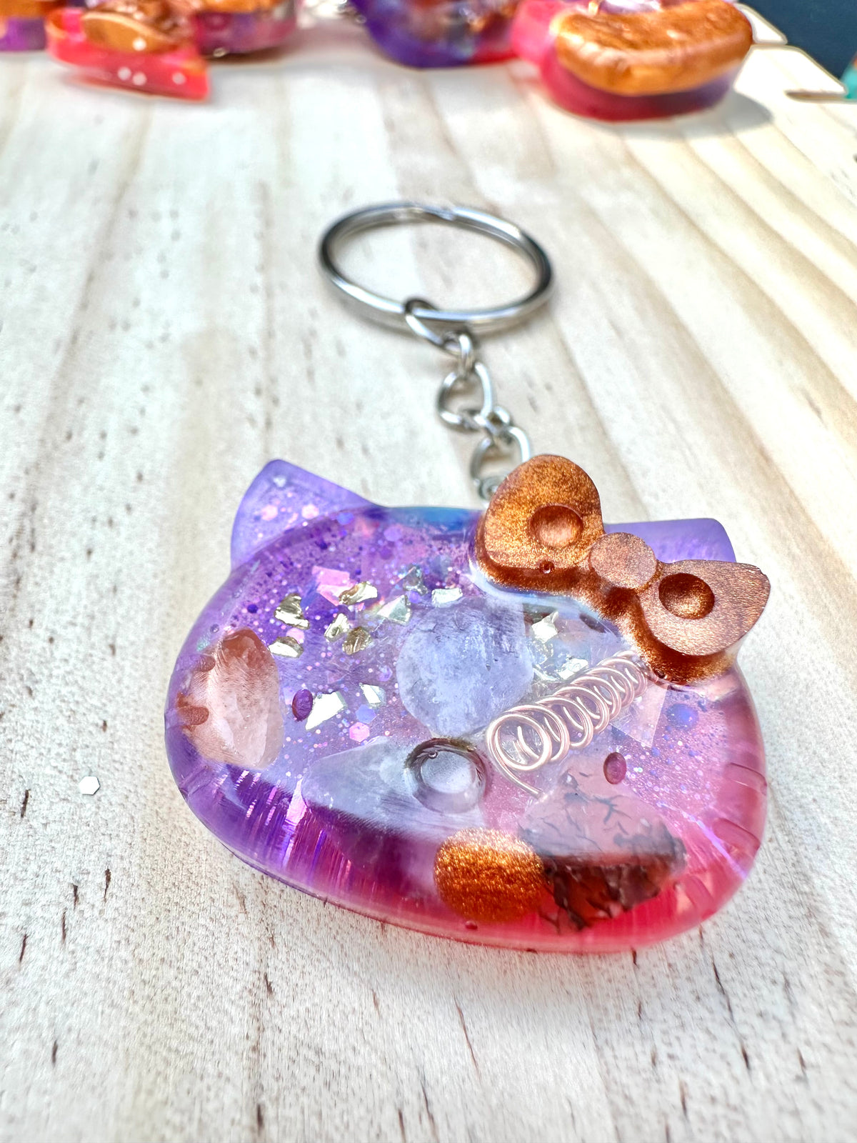 Cosmic Kitty Face Orgone Keychain