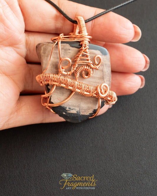 Petrified Wood Pendant - “Echoes of Ancient Wisdom”